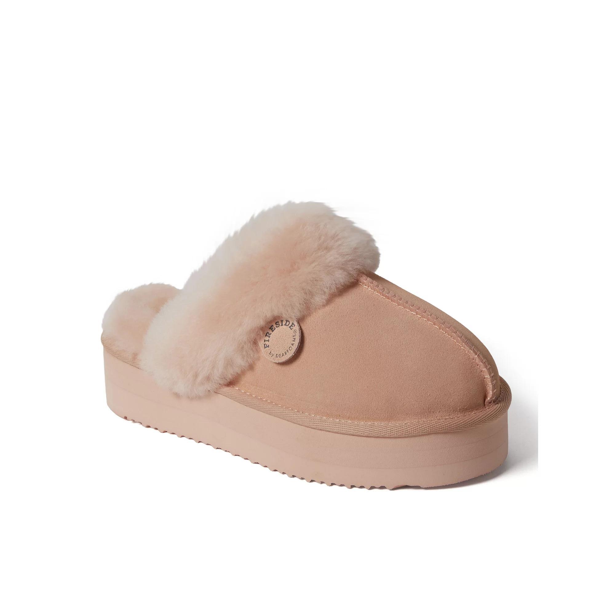 Fireside by Dearfoams Melton Shearling Womens Platform Scuff Slippers Product Image