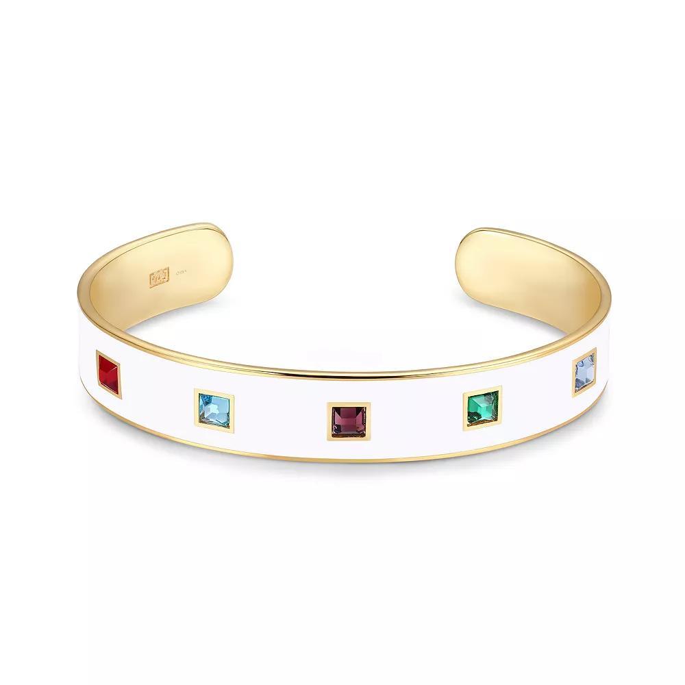 Sarafina Multi-Color Crystal White Cuff Bracelet, Women's, Size: 7.25", Gold Tone Product Image