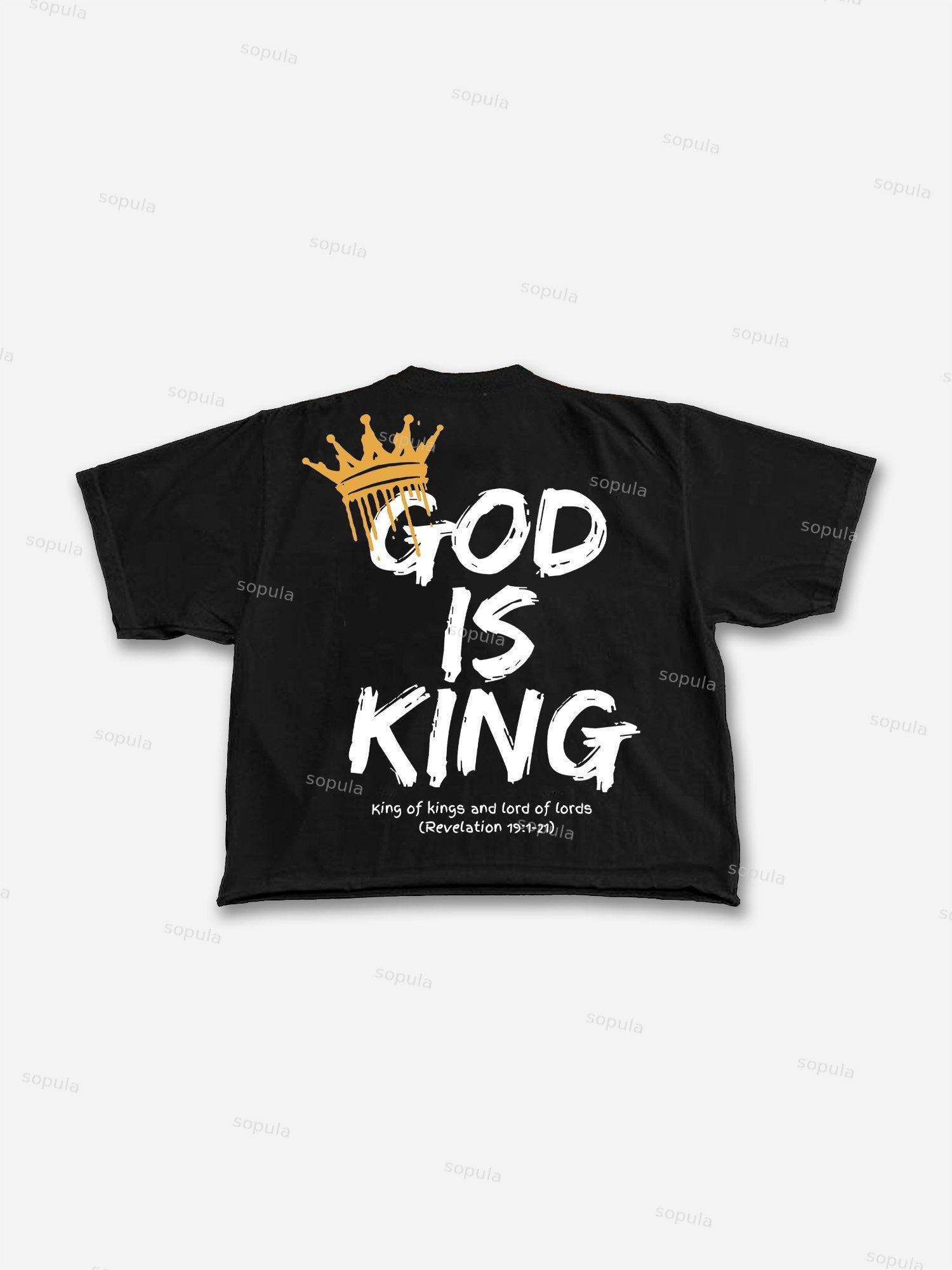God Is King Printed Graphic Cropped T-shirt Product Image