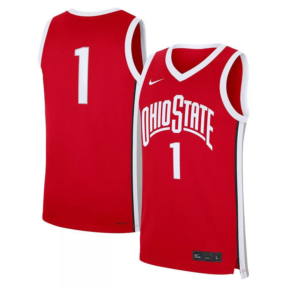 Men's Nike #1 Scarlet Ohio State Buckeyes Road Replica Jersey, Size: 2XL, Red Product Image