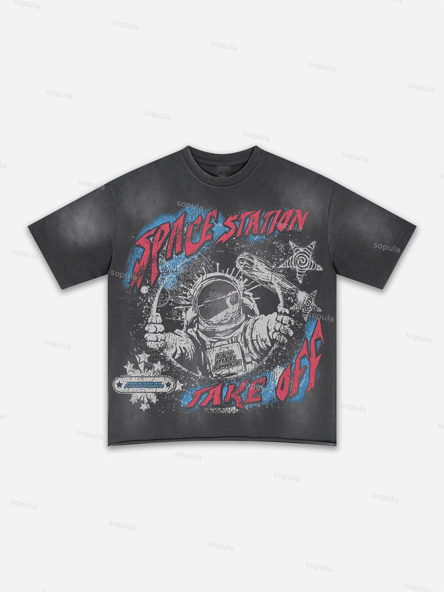 Lips Graphic Print Washed T-shirt Product Image