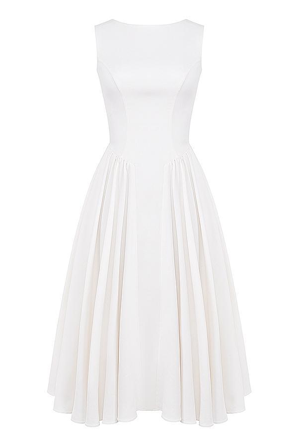 Cindy  white twill midi sundress Product Image
