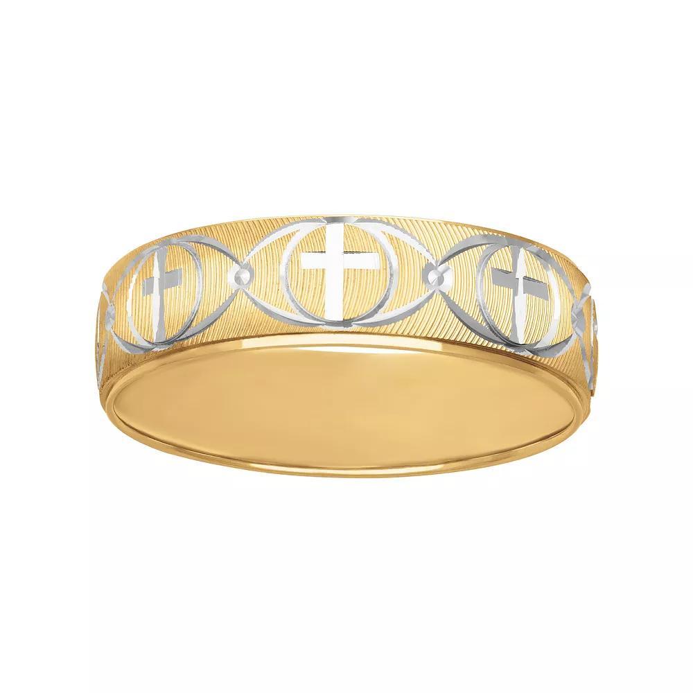AXL 10k Gold & White Rhodium 6 mm Cross Mens Band 10k Two Tone Product Image