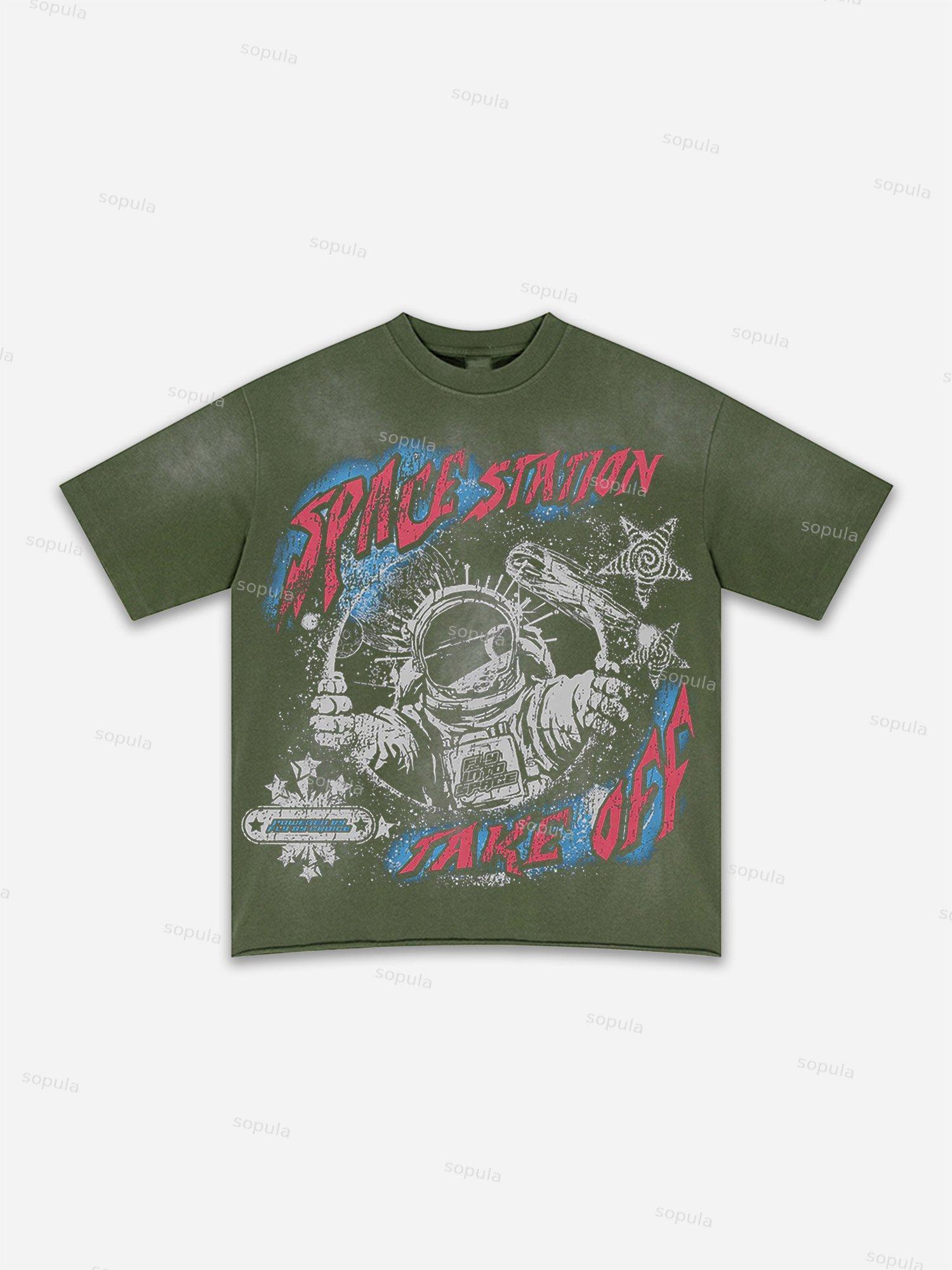 Lips Graphic Print Washed T-shirt Product Image
