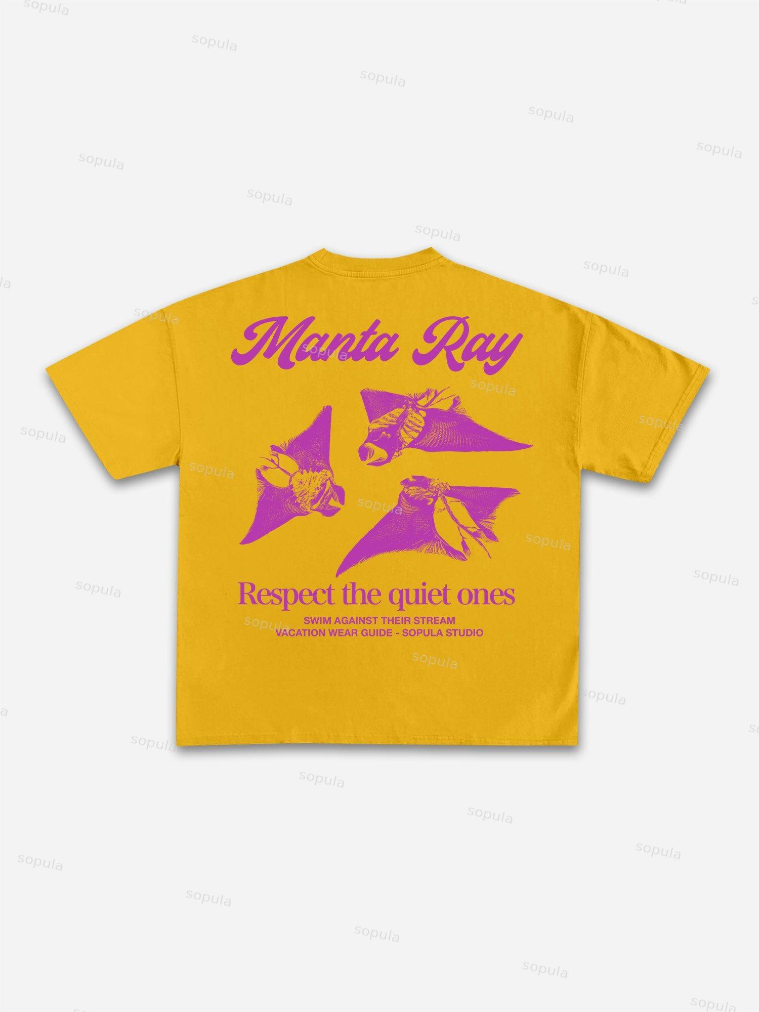 Sea Animals - Manta Ray Vacation Wear Guide Graphic Cotton T-shirt Product Image