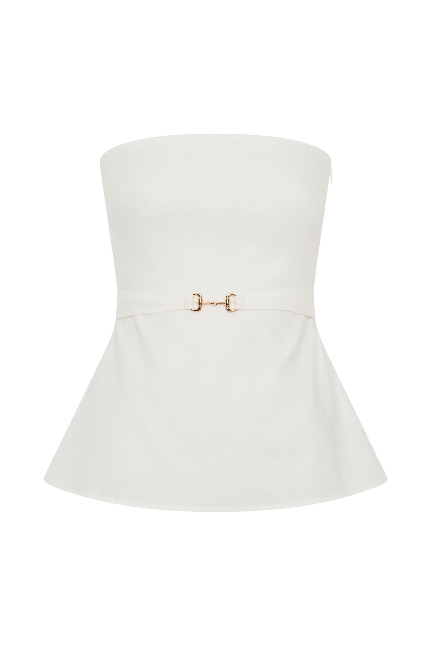 Dora Strapless Linen Top - Ivory Product Image