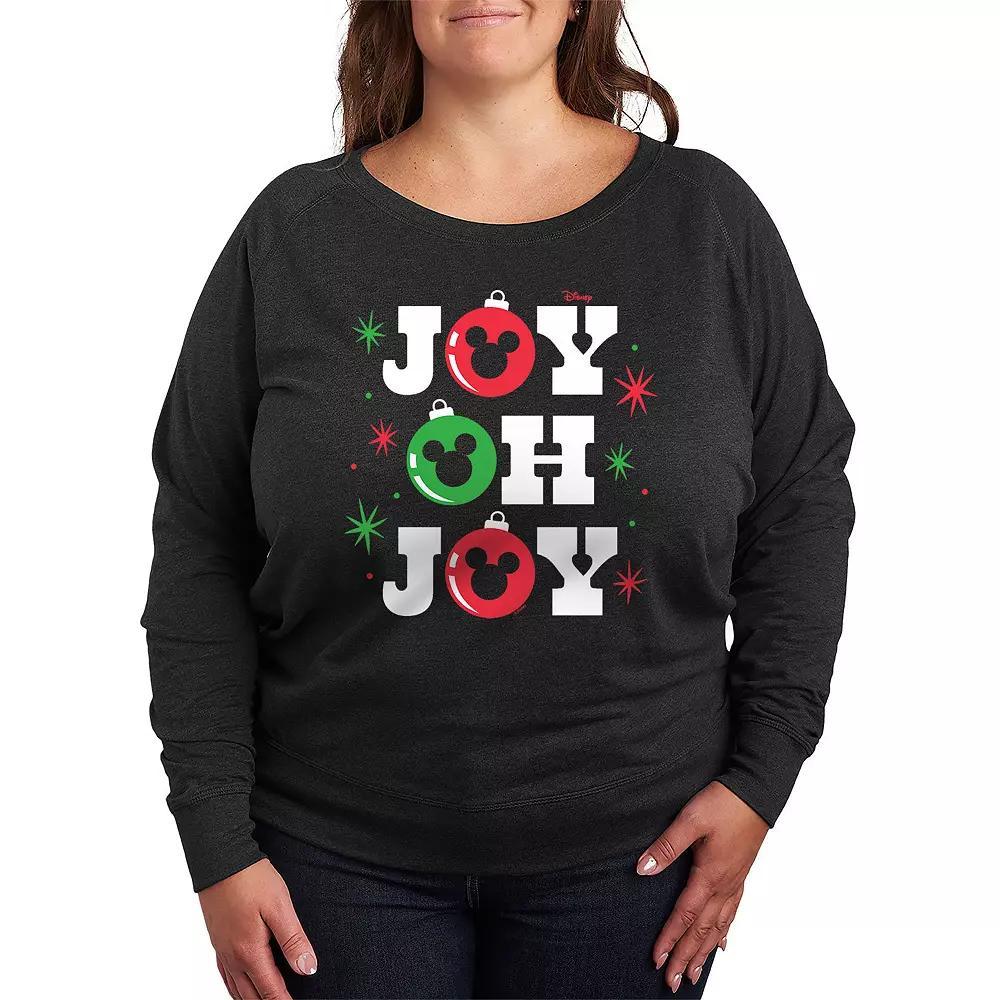 Disney's Mickey Mouse Plus Size Joy Oh Joy French Terry Long Sleeve Tee, Women's, Size: 1XL, Grey Heather Product Image