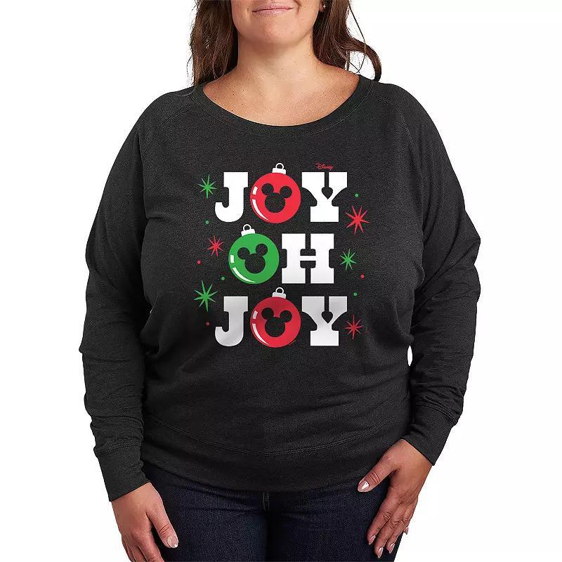 Disney's Mickey Mouse Plus Size Joy Oh Joy French Terry Long Sleeve Tee, Women's, Size: 1XL, Grey Heather Product Image