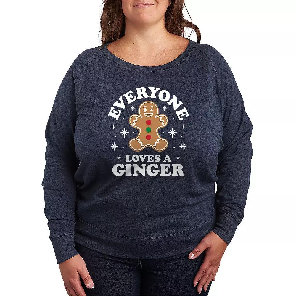 Womens Gingerbread Man French Terry Long Sleeve Tee Grey Indigo Product Image