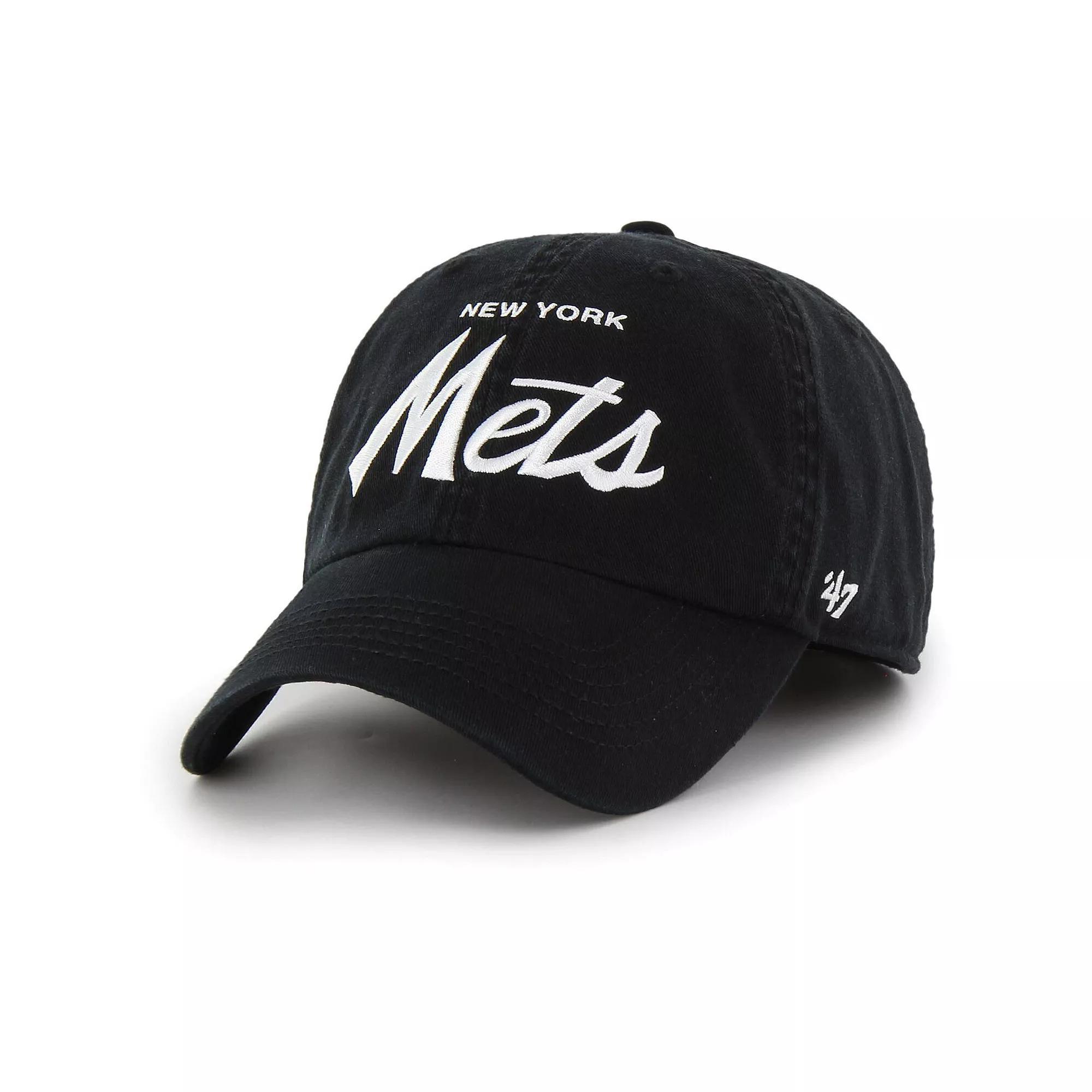 Men's '47 Black New York Mets Crosstown Classic Franchise Fitted Hat, Size: Medium Product Image