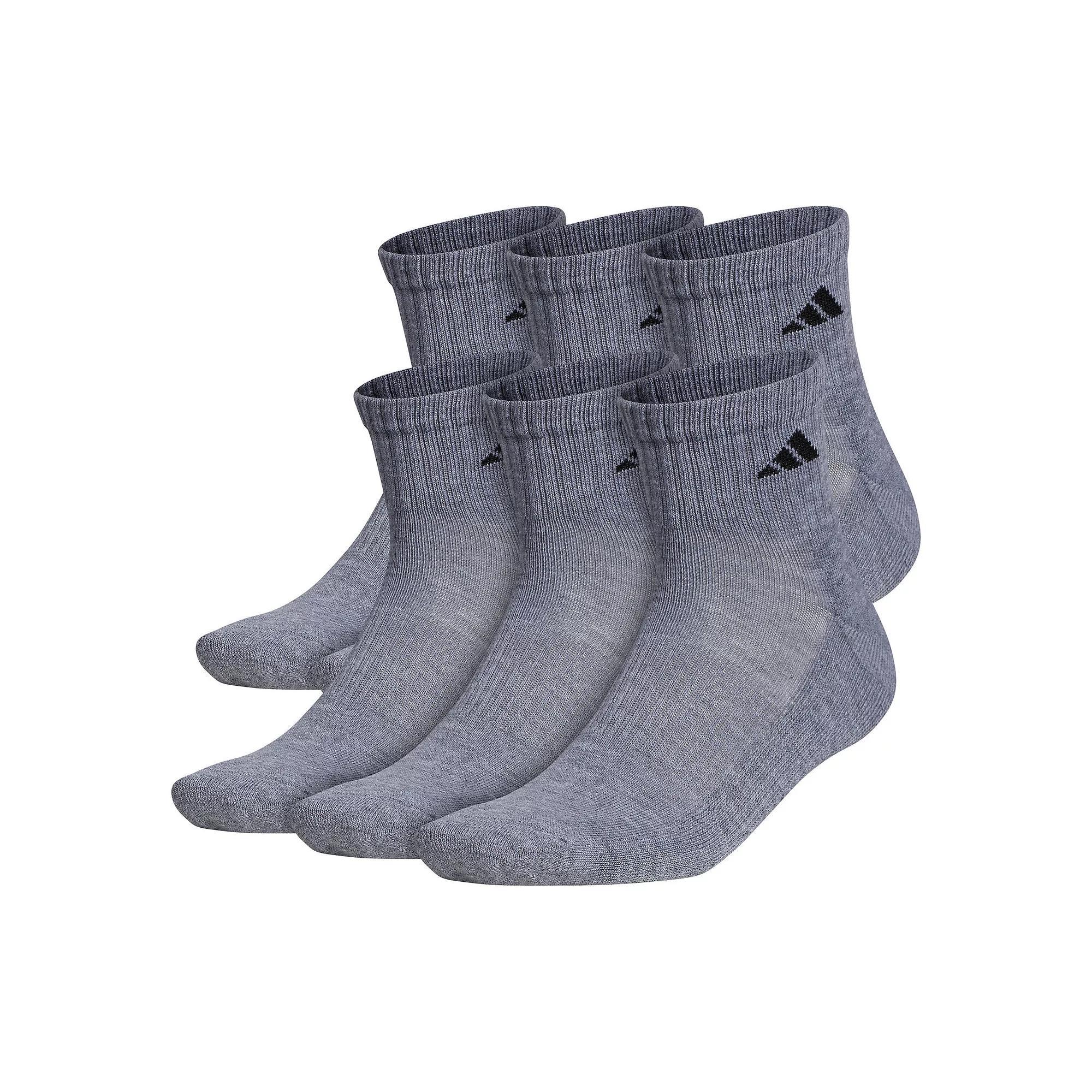 Men's adidas 6-pack Athletic Cushioned Quarter Socks, Size: 8-12, Medium Gray Product Image
