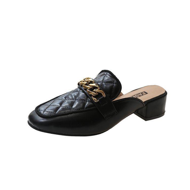 Square Toe Quilted Loafer Mules Product Image