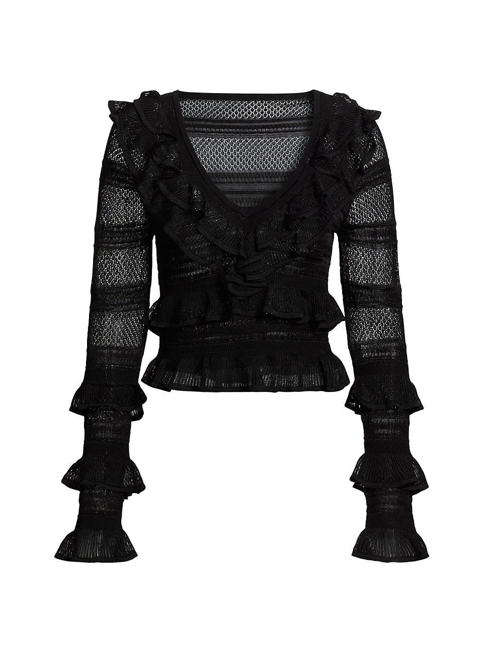 Womens Crush Frilled V-Neck Top Product Image