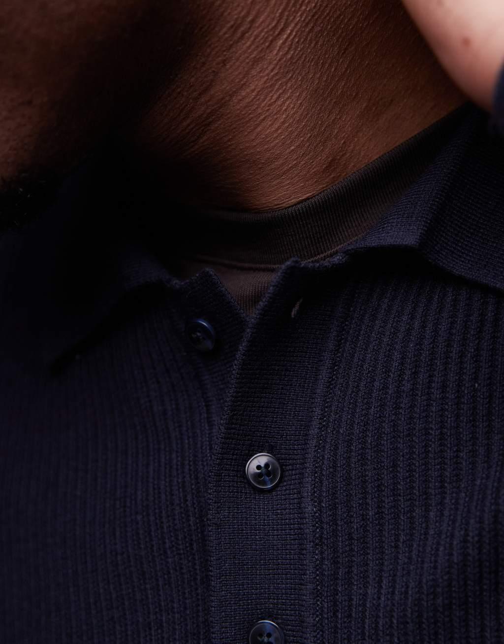 Mango polo sweatshirt in navy Product Image