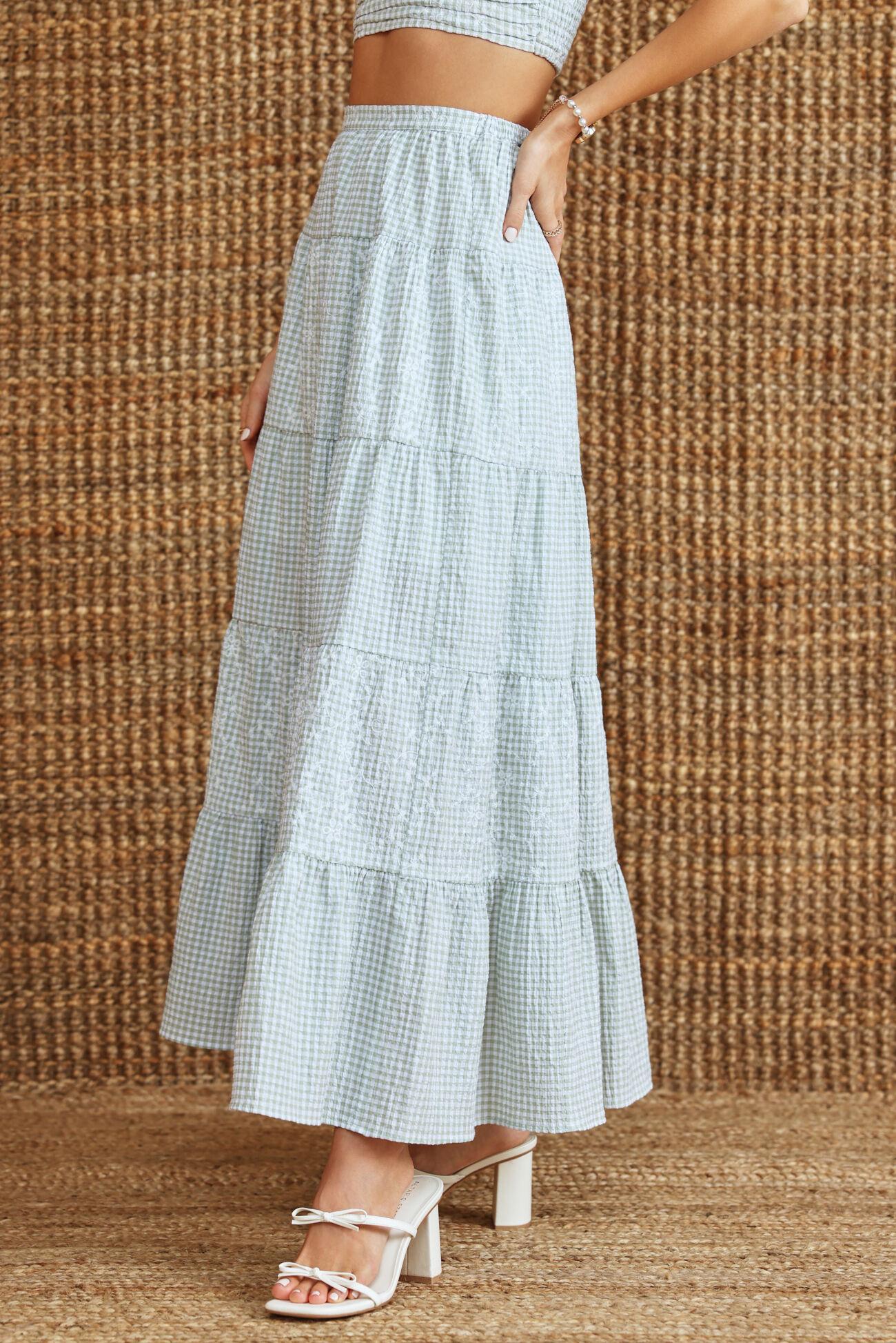 Fleur Gingham Maxi Skirt Product Image