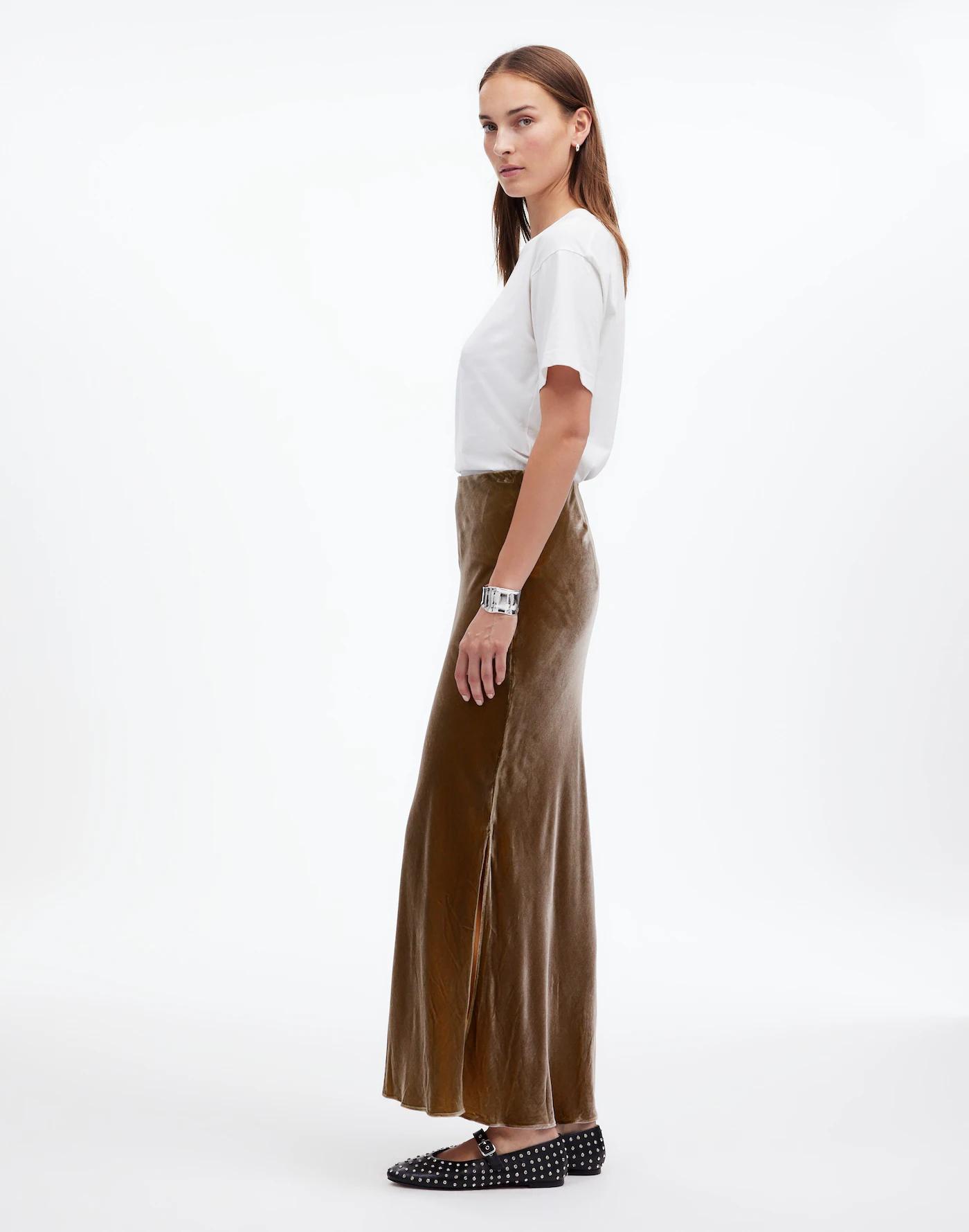 Velvet Maxi Slip Skirt Product Image