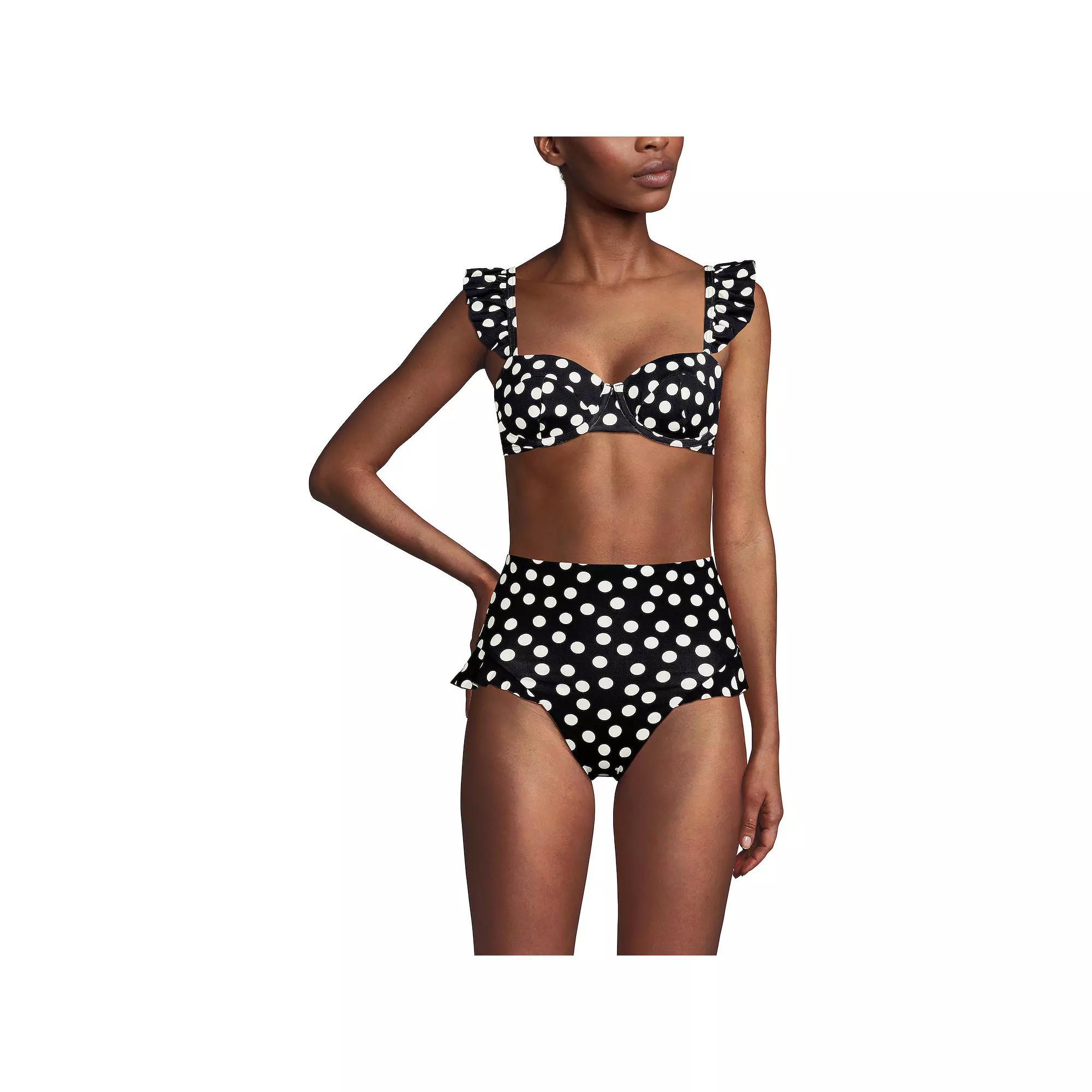 Women's Lands' End Balconnette Underwire Bikini Swim Top, Size: 12, White Garden Floral Product Image