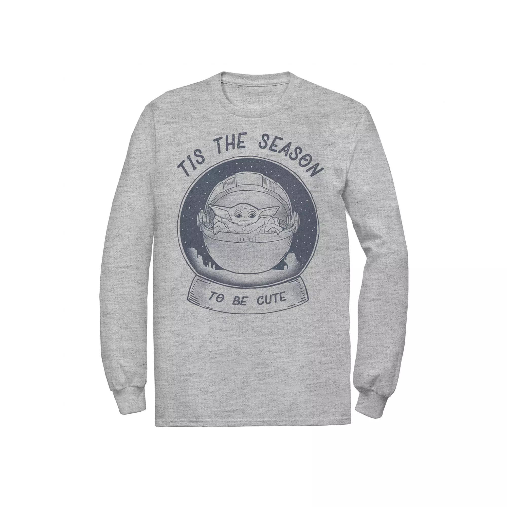 Men's Star Wars The Mandalorian The Child Christmas Tis The Season Tee, Size: Medium, Athletic Grey Product Image