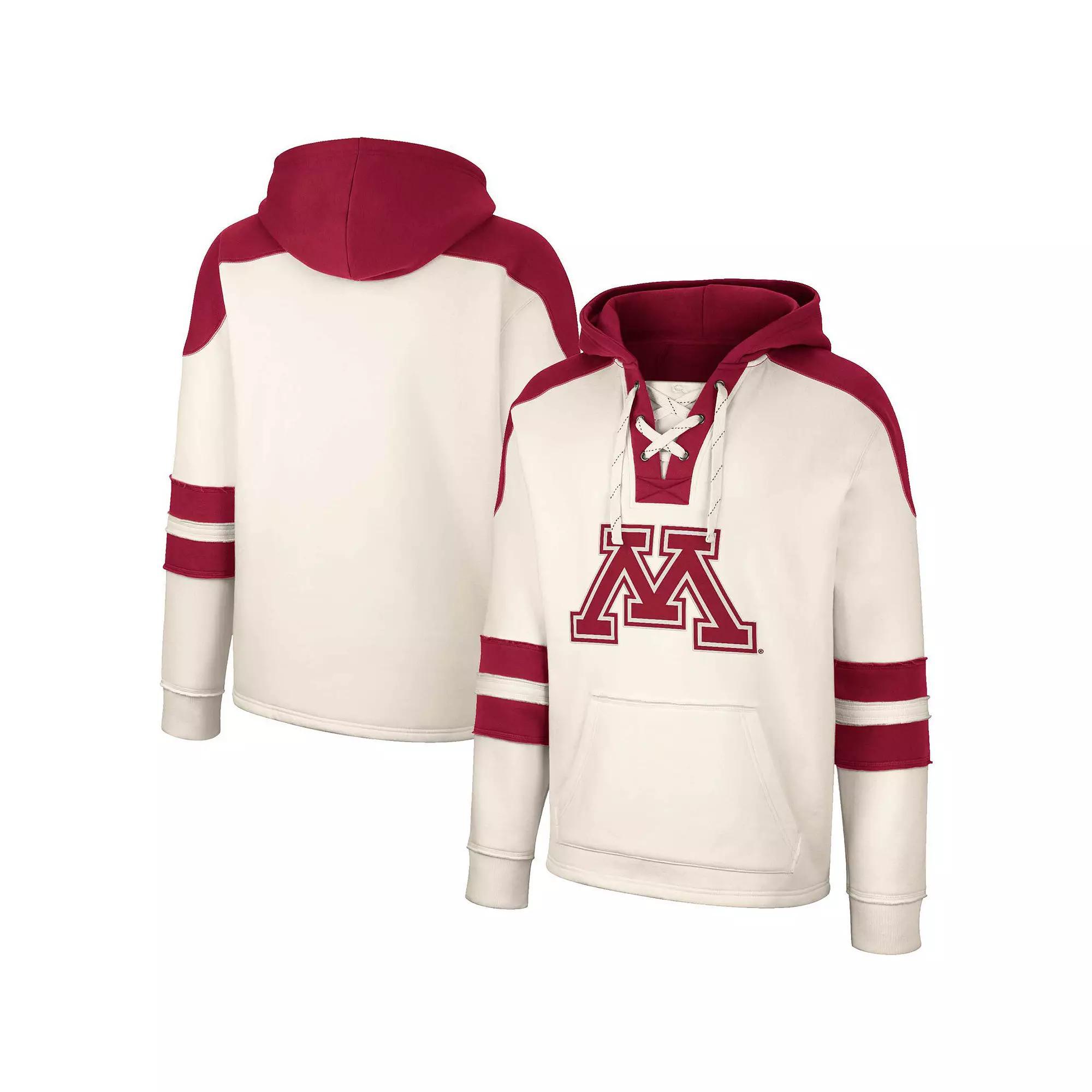 Men's Colosseum Cream Minnesota Golden Gophers Lace-Up 4.0 Vintage Pullover Hoodie, Size: 2XL, Beige Product Image