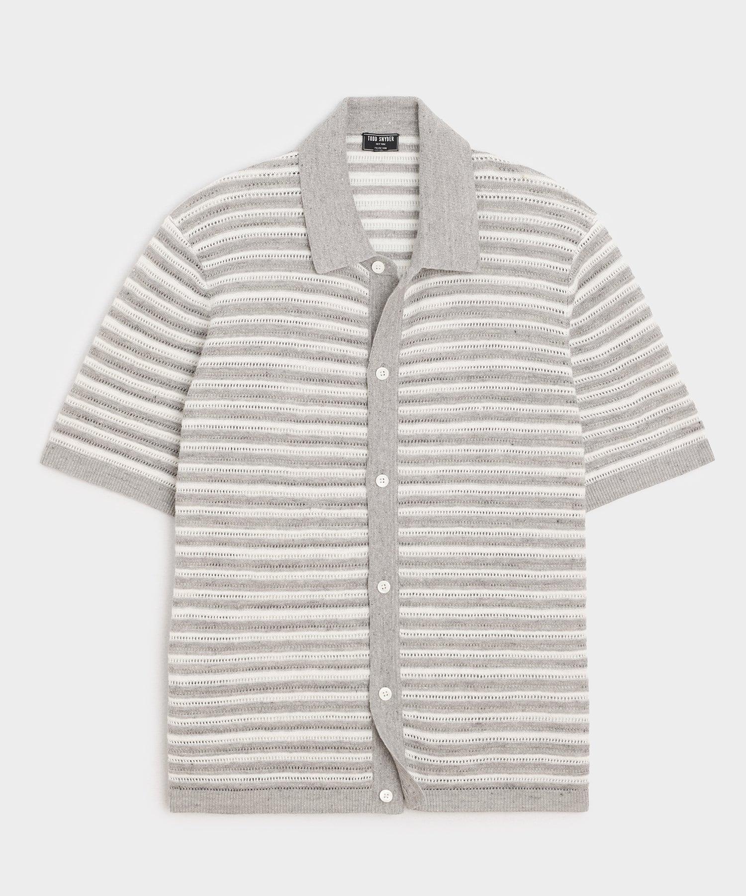 Cropped Pointelle Linen Sweater Polo Product Image