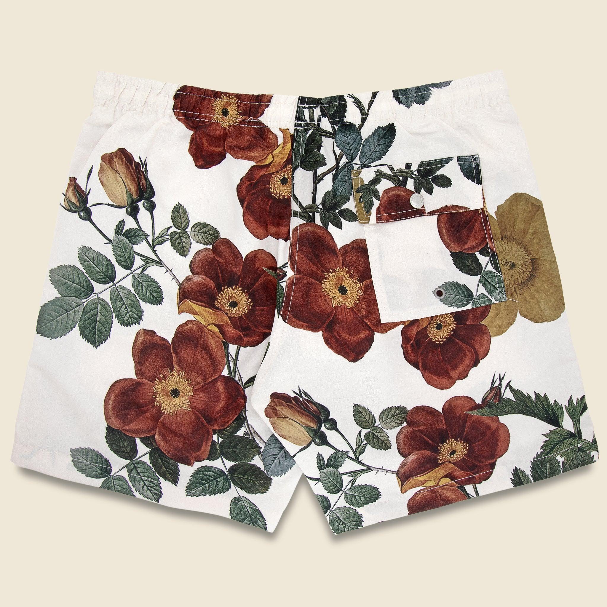5.5" Bouquet Swim Trunks - White Product Image