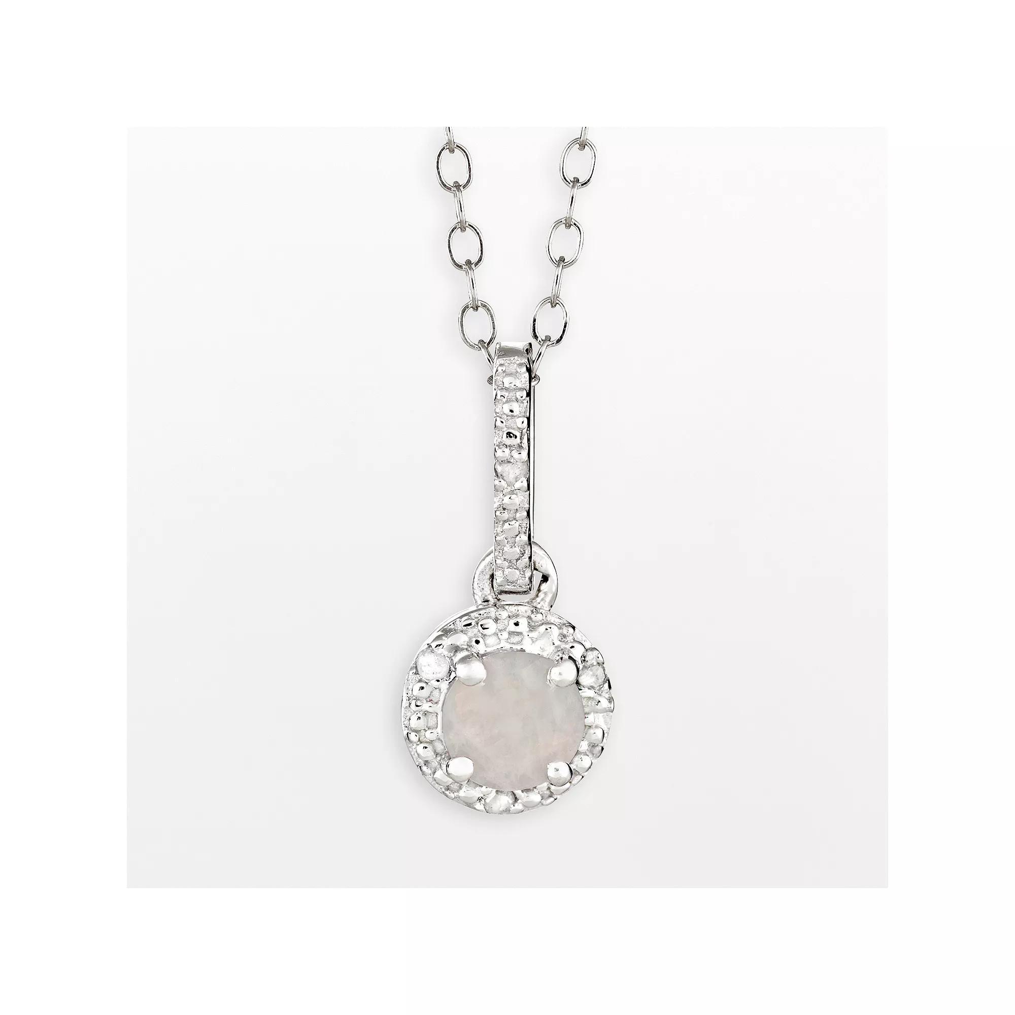 Celebration Gems Sterling Silver Opal and Diamond Accent Pendant, Women's, Size: 18" Product Image