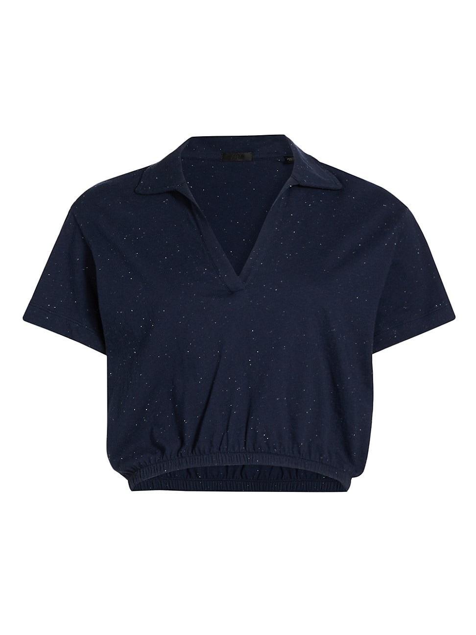 Womens Cotton Jersey Crop Polo Shirt Product Image