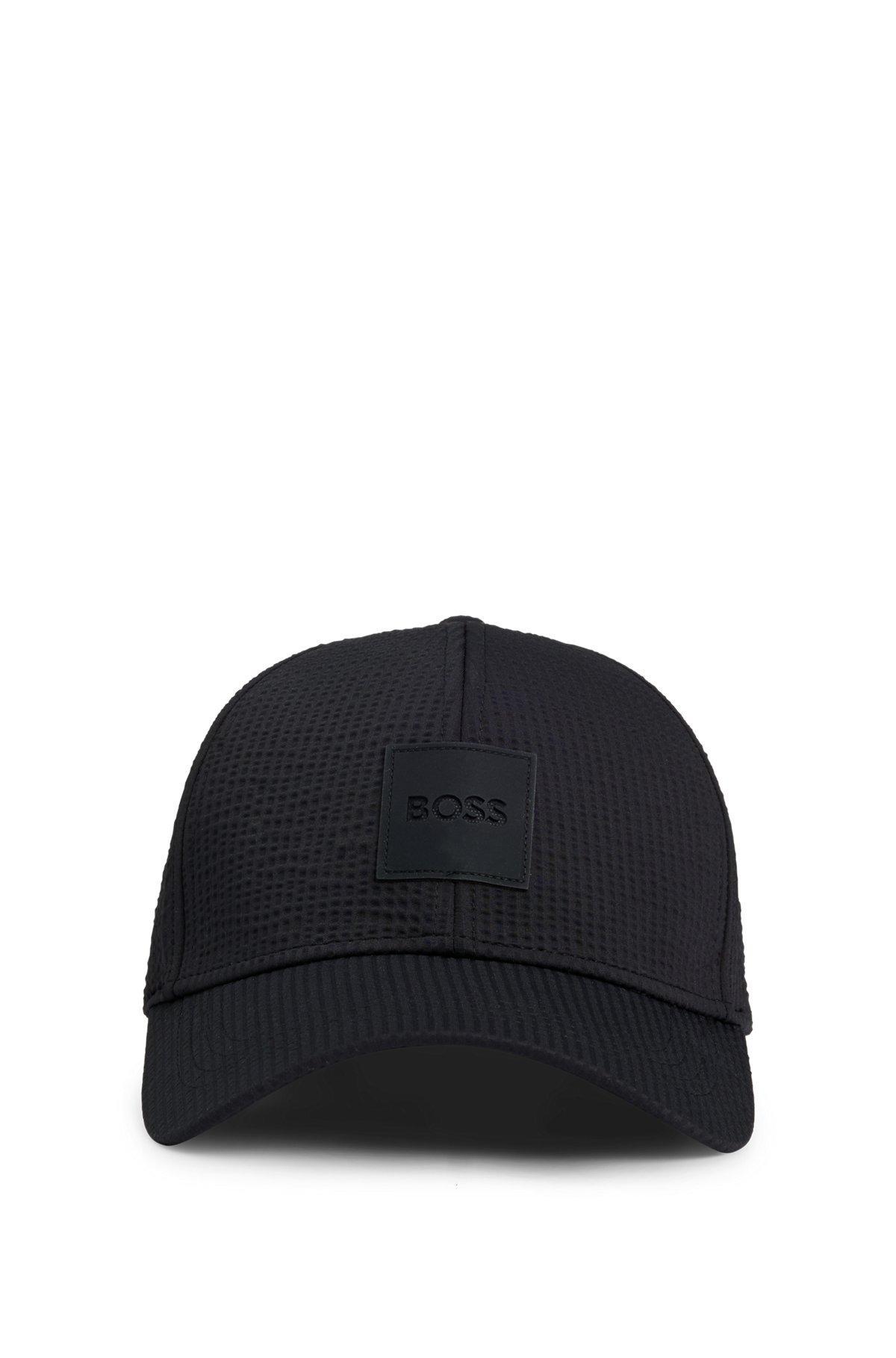 BOSS - Seersucker cap with logo patch - Black Product Image