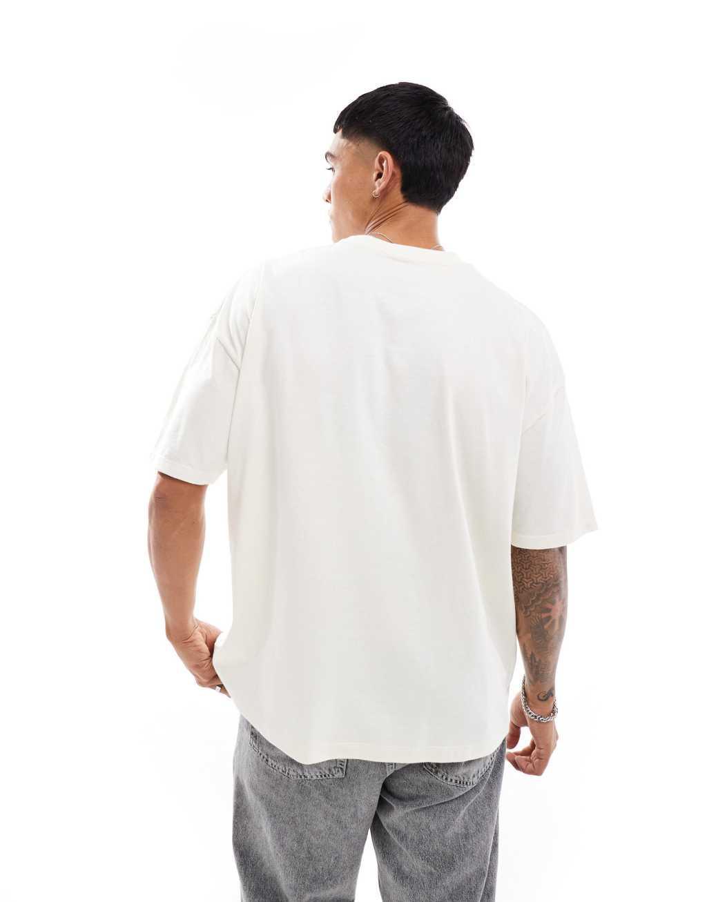 ASOS DESIGN essential 2 pack oversized T-shirts in cream and charcoal Product Image