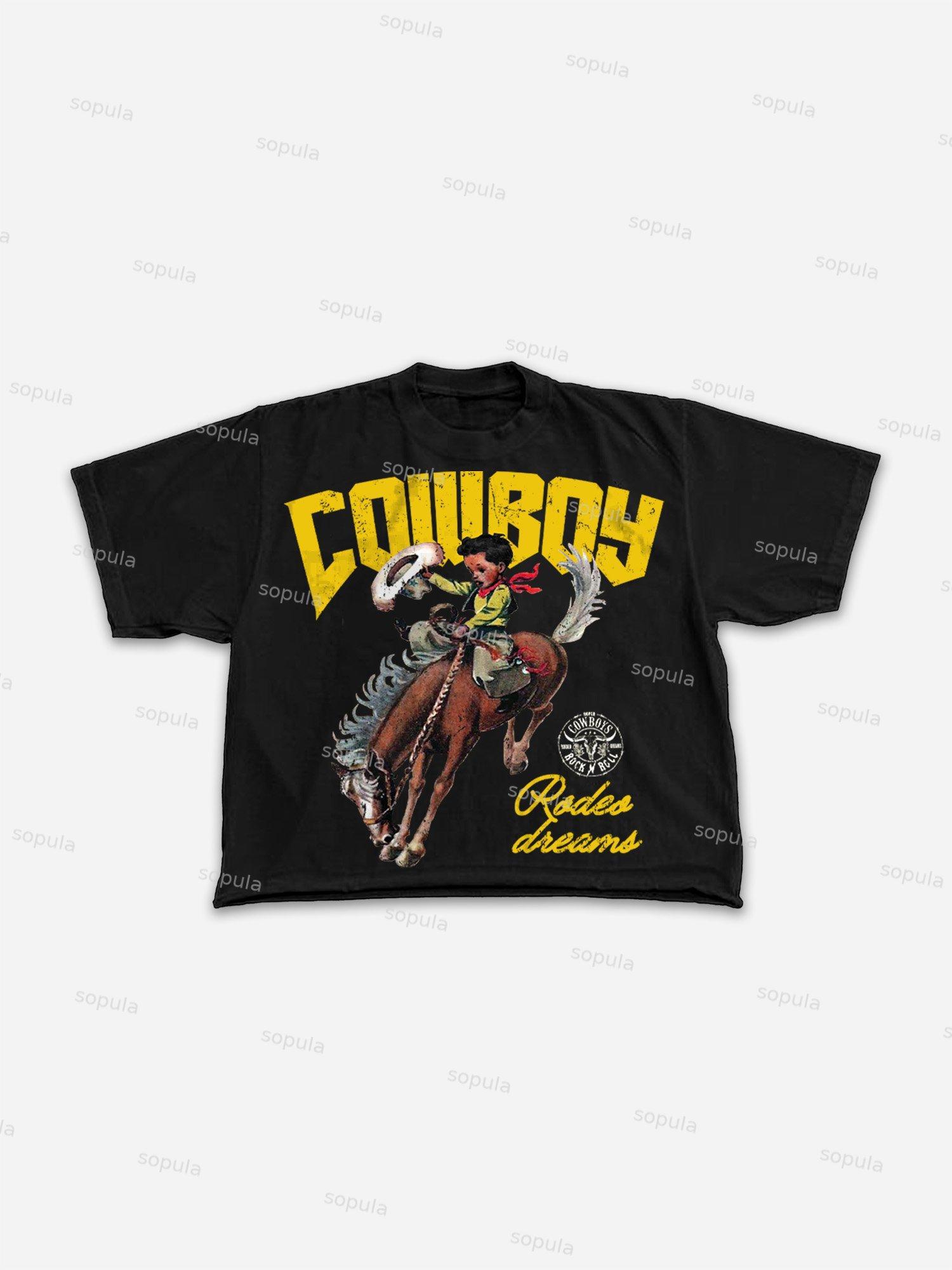 Cowboy Rodeo Dreams Print Cropped T-shirt Product Image