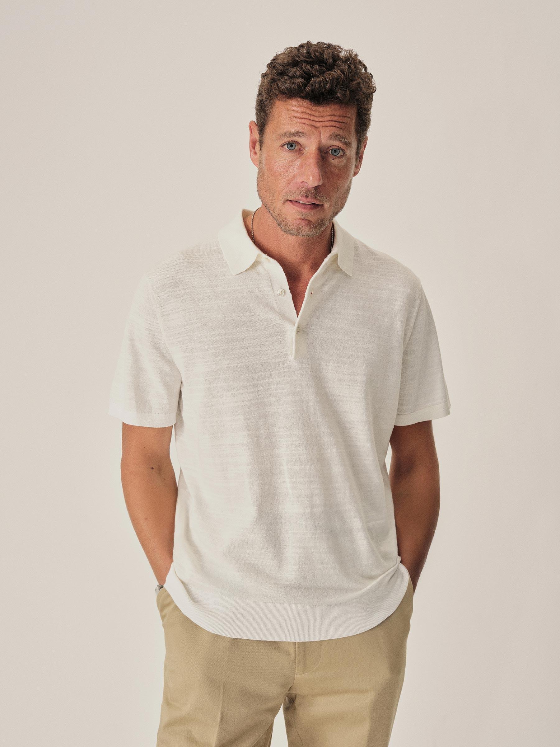 Ivory Avalon Knit Polo Product Image