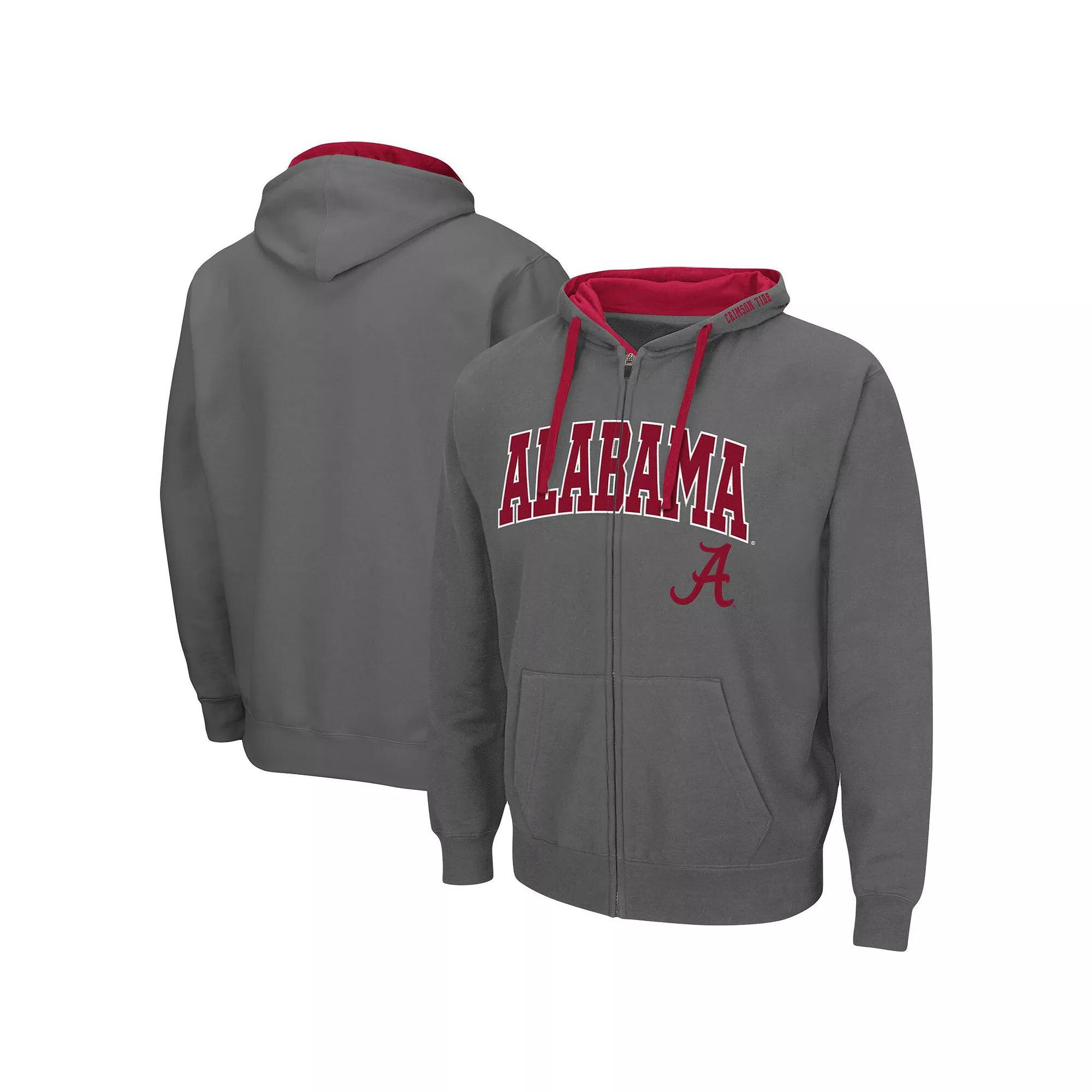 Mens Colosseum Charcoal Alabama Crimson Tide Big & Tall Full-Zip Hoodie Product Image