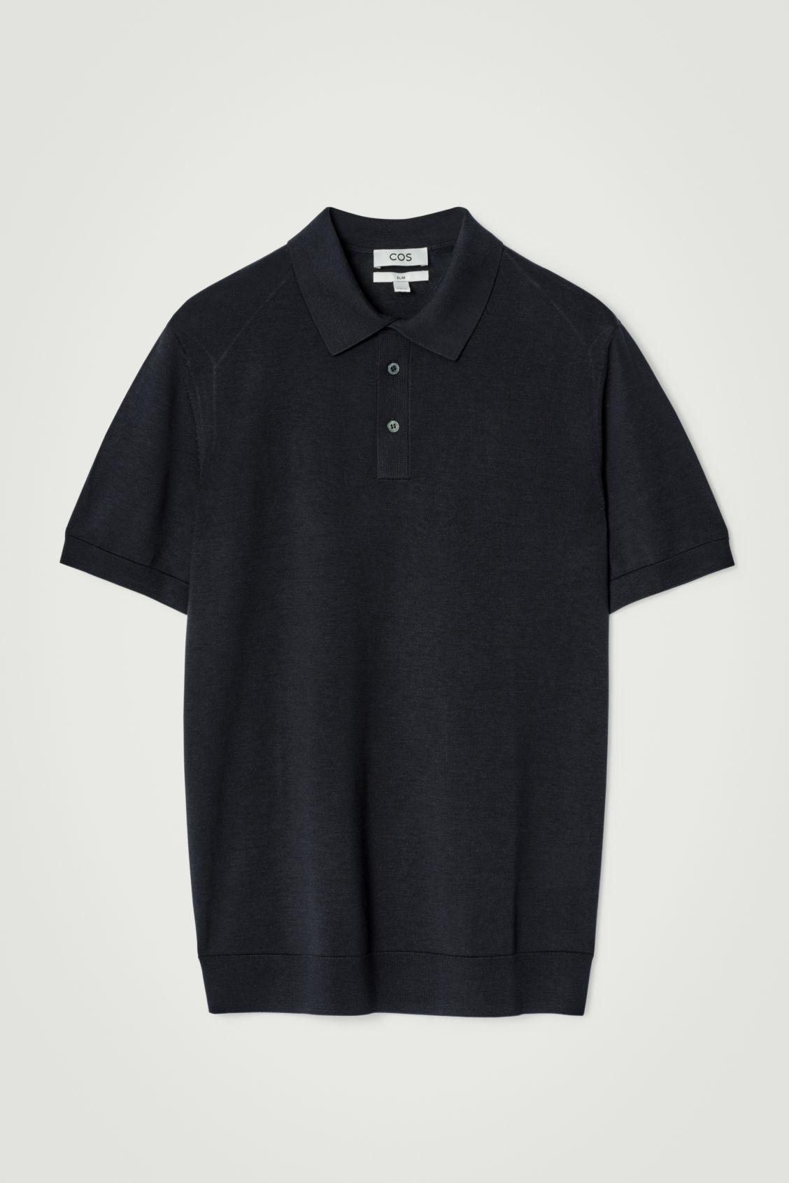 SLIM KNITTED SILK POLO SHIRT Product Image