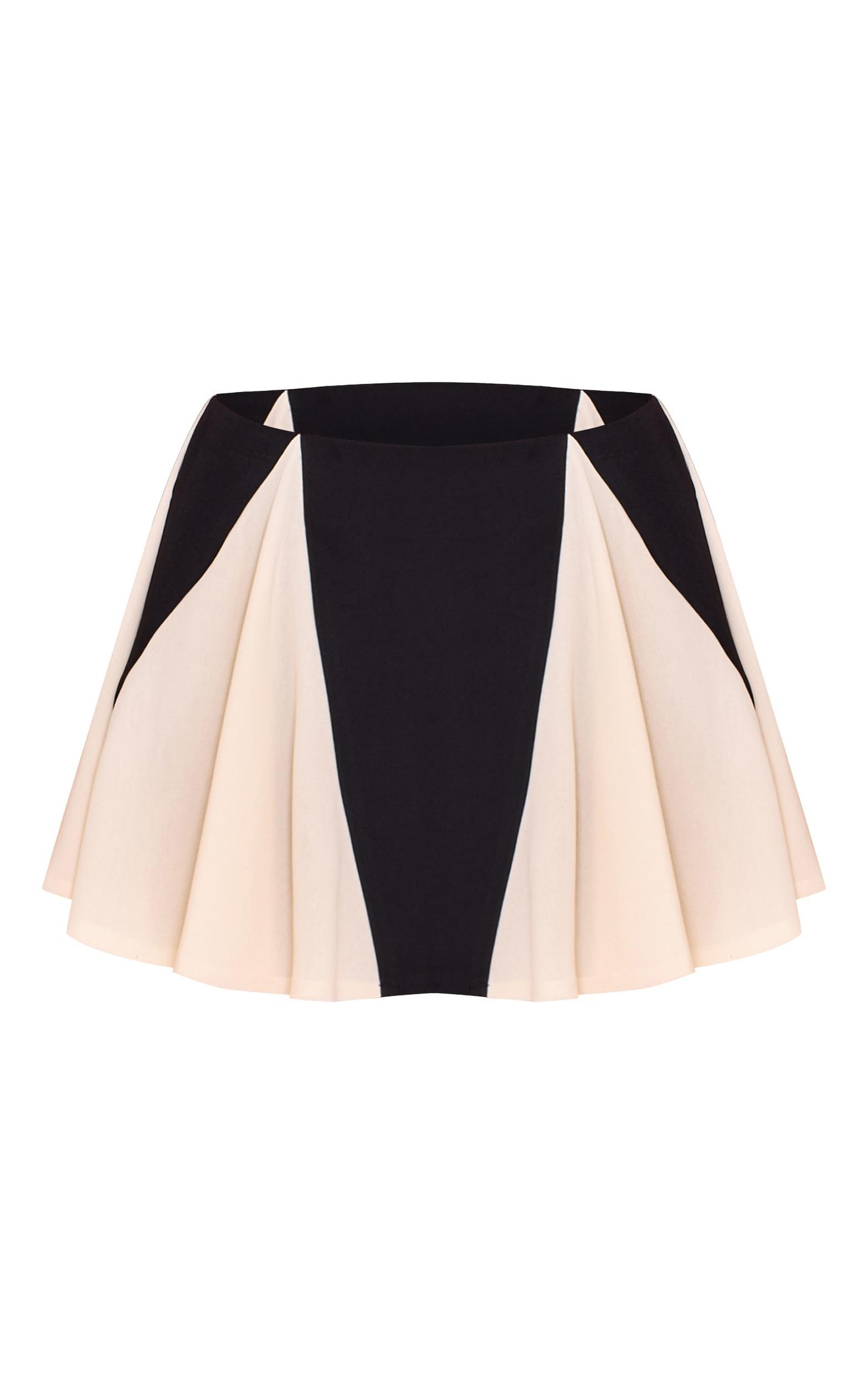 Black Chiffon Contrast Godet Mini Skirt Product Image
