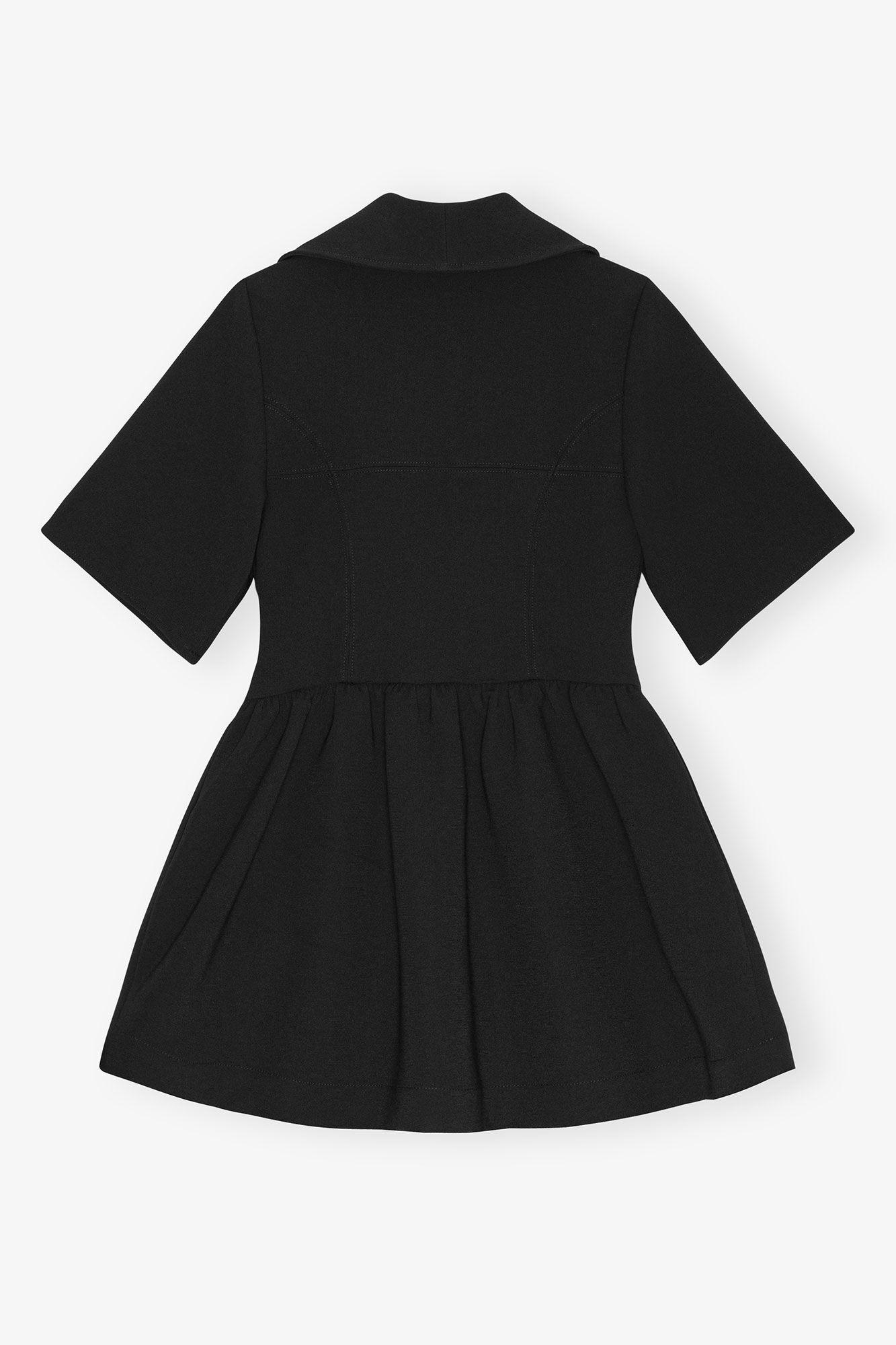 Black Bonded Crepe Mini Dress Product Image