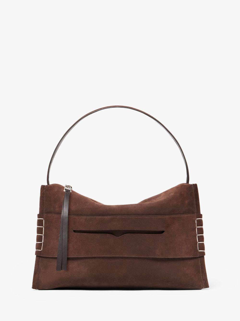 LARGE LOAFER BAG - SUEDE SHOULDER BAG in brown | JW Anderson US  Product Image