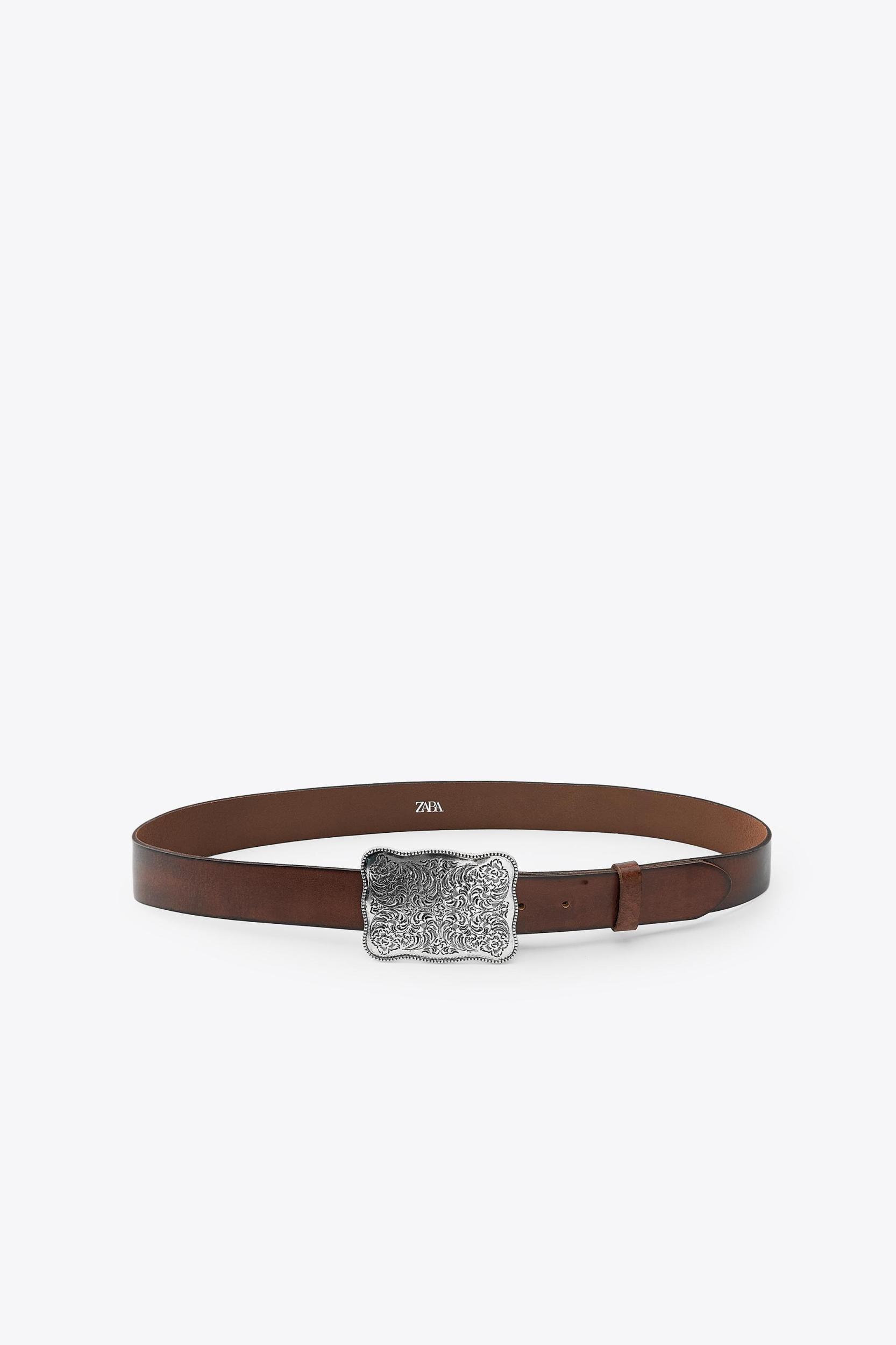 COWBOY BUCKLE LEATHER BELT Product Image