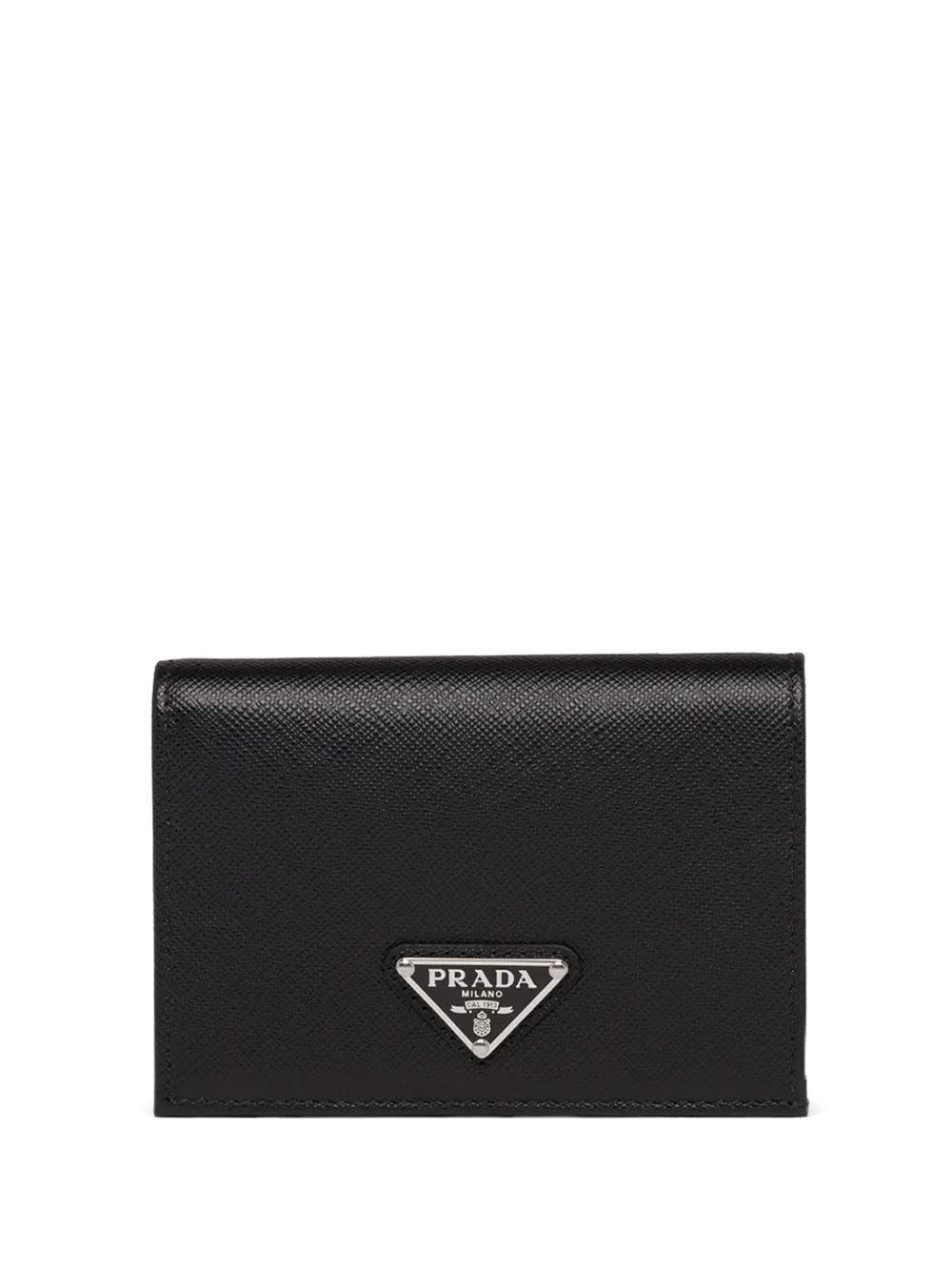 PRADA Triangle-logo Saffiano Leather Wallet In Black Product Image
