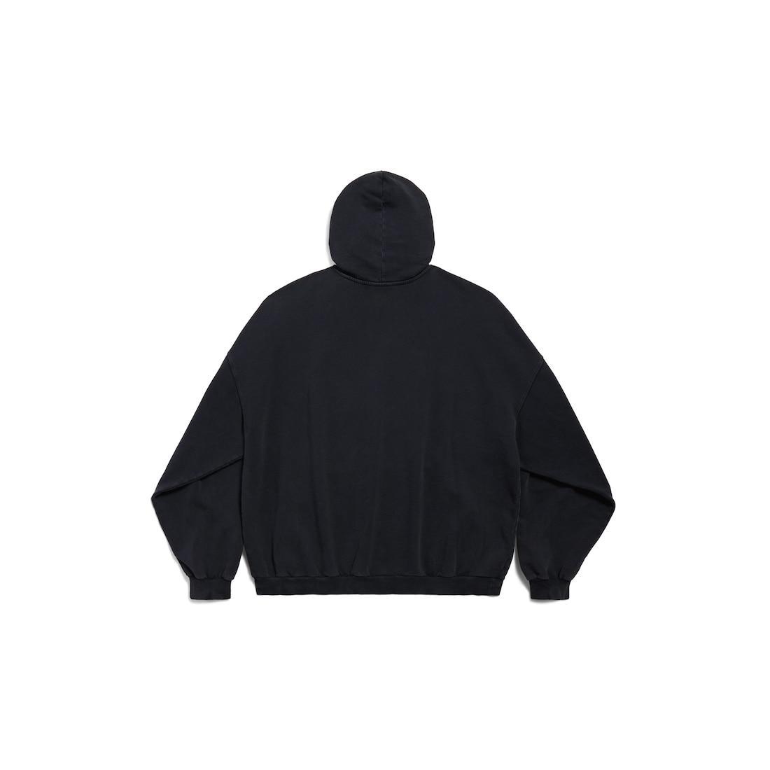 I Love Paris & Balenciaga Hoodie Large Fit in Black Faded Product Image