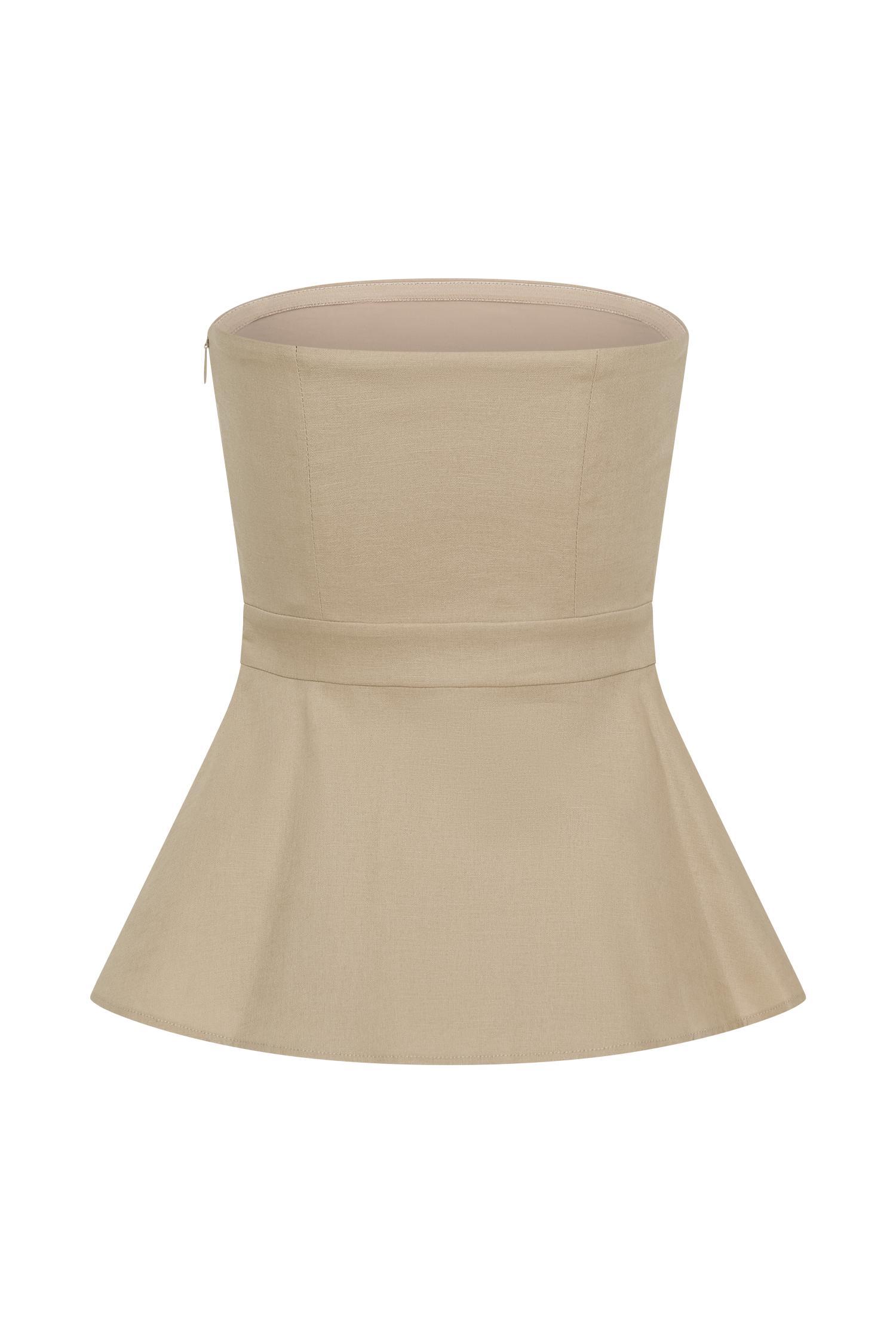 Dora Strapless Linen Top - Natural Product Image