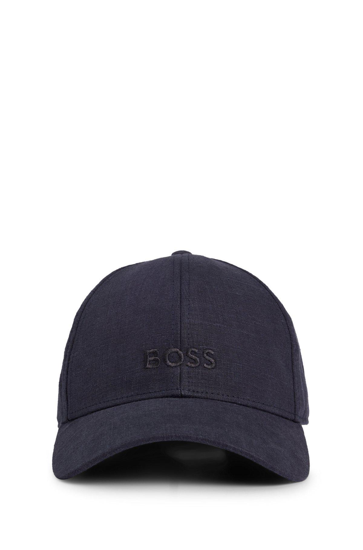 BOSS - Linen cap with embroidered logo - Dark Blue Product Image