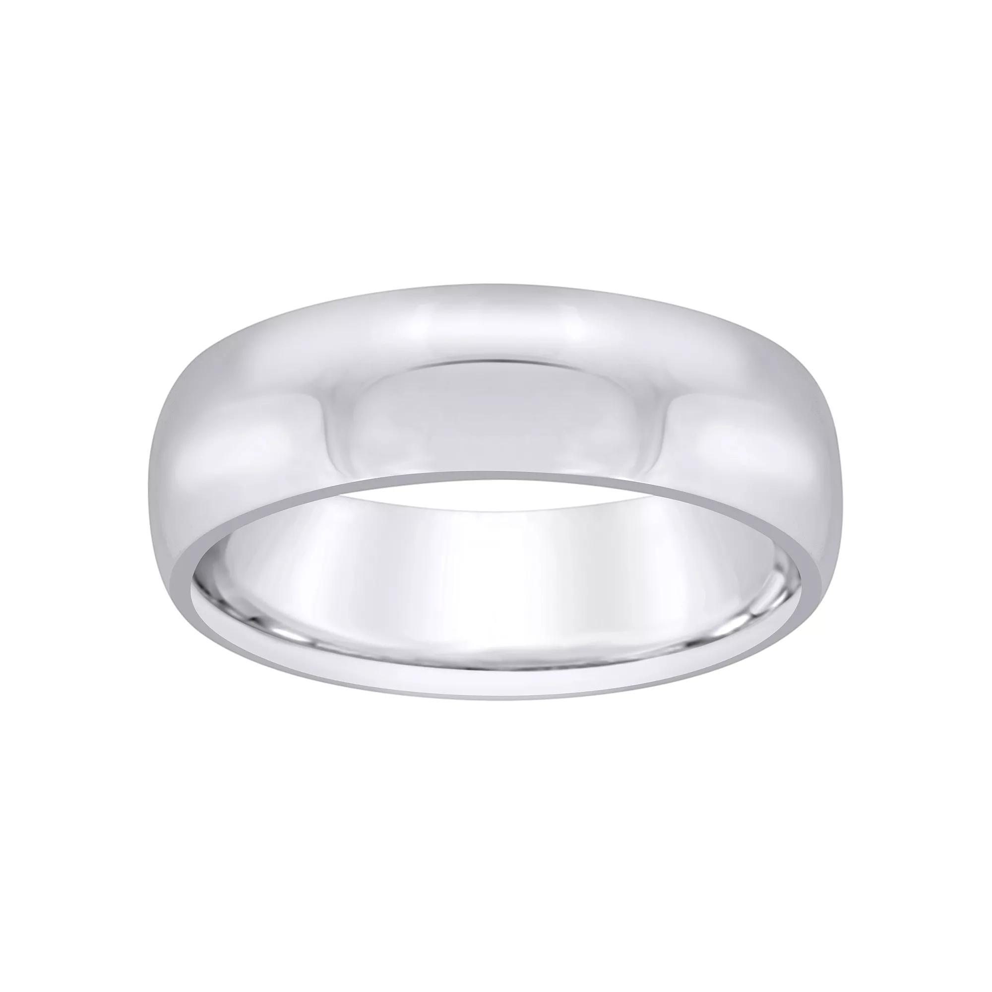 Alyson Layne Men's 6 mm Half Round Comfort Fit Wedding Band, Size: 11, 18k White Gold Product Image