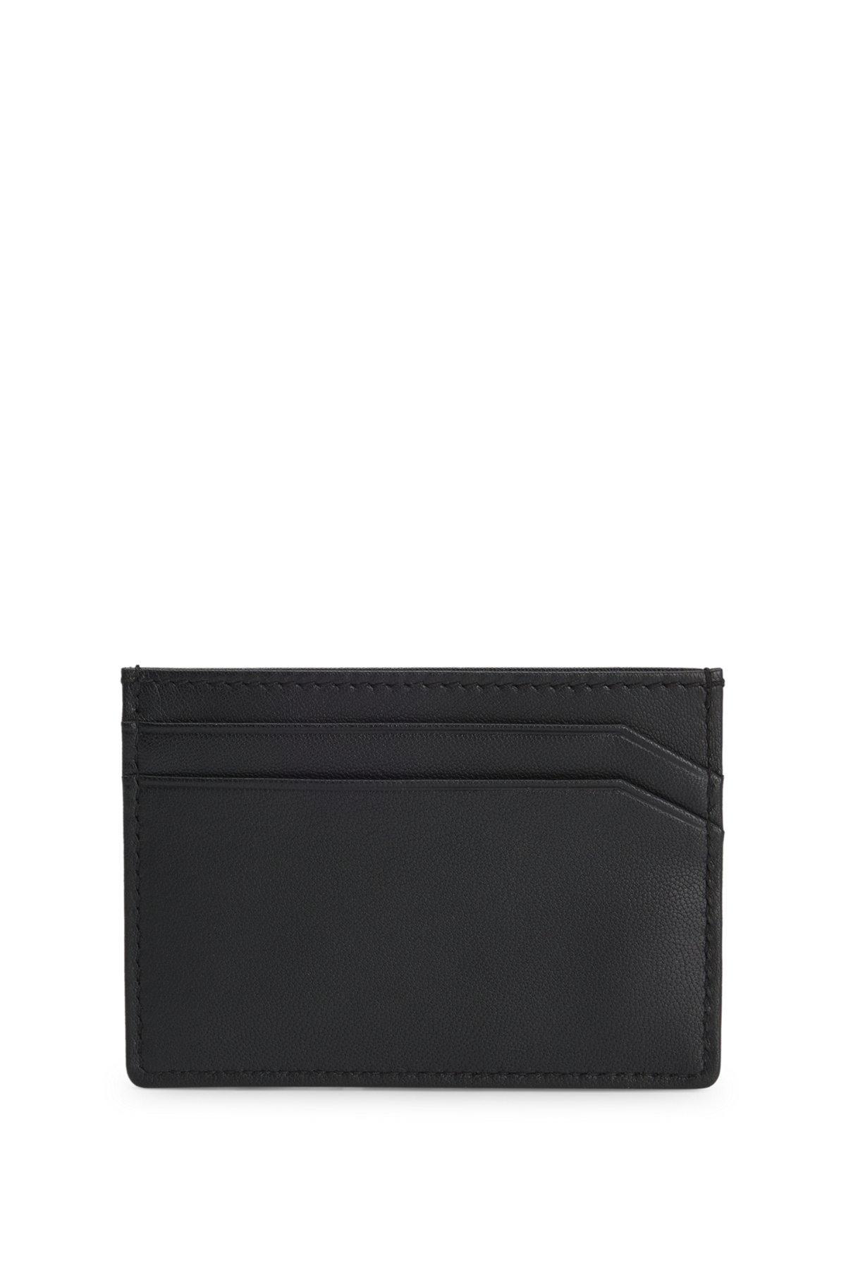 HUGO - Matte-leather card holder with split logo - Black Product Image