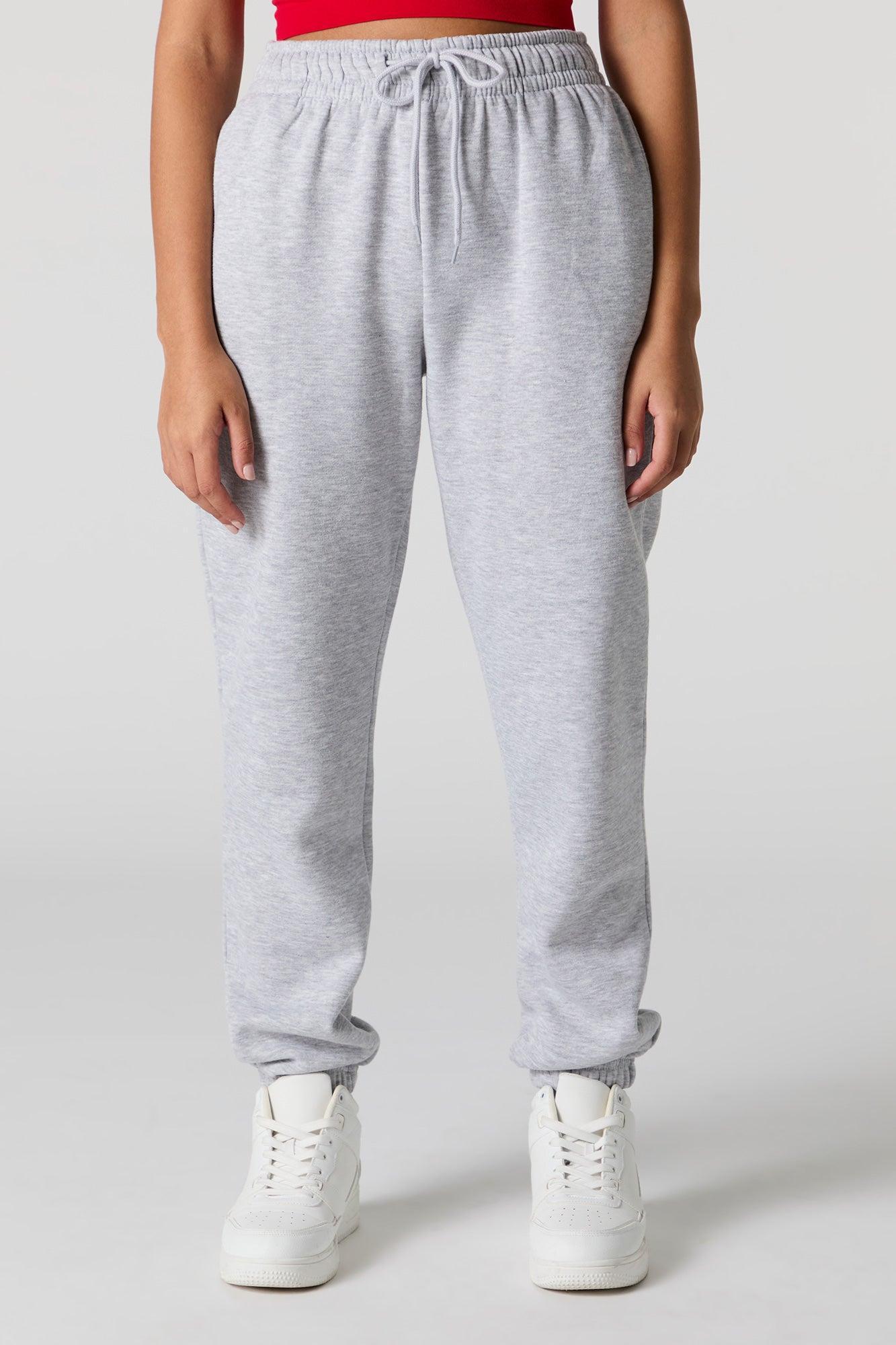 High Rise Solid Fleece Jogger Female Product Image