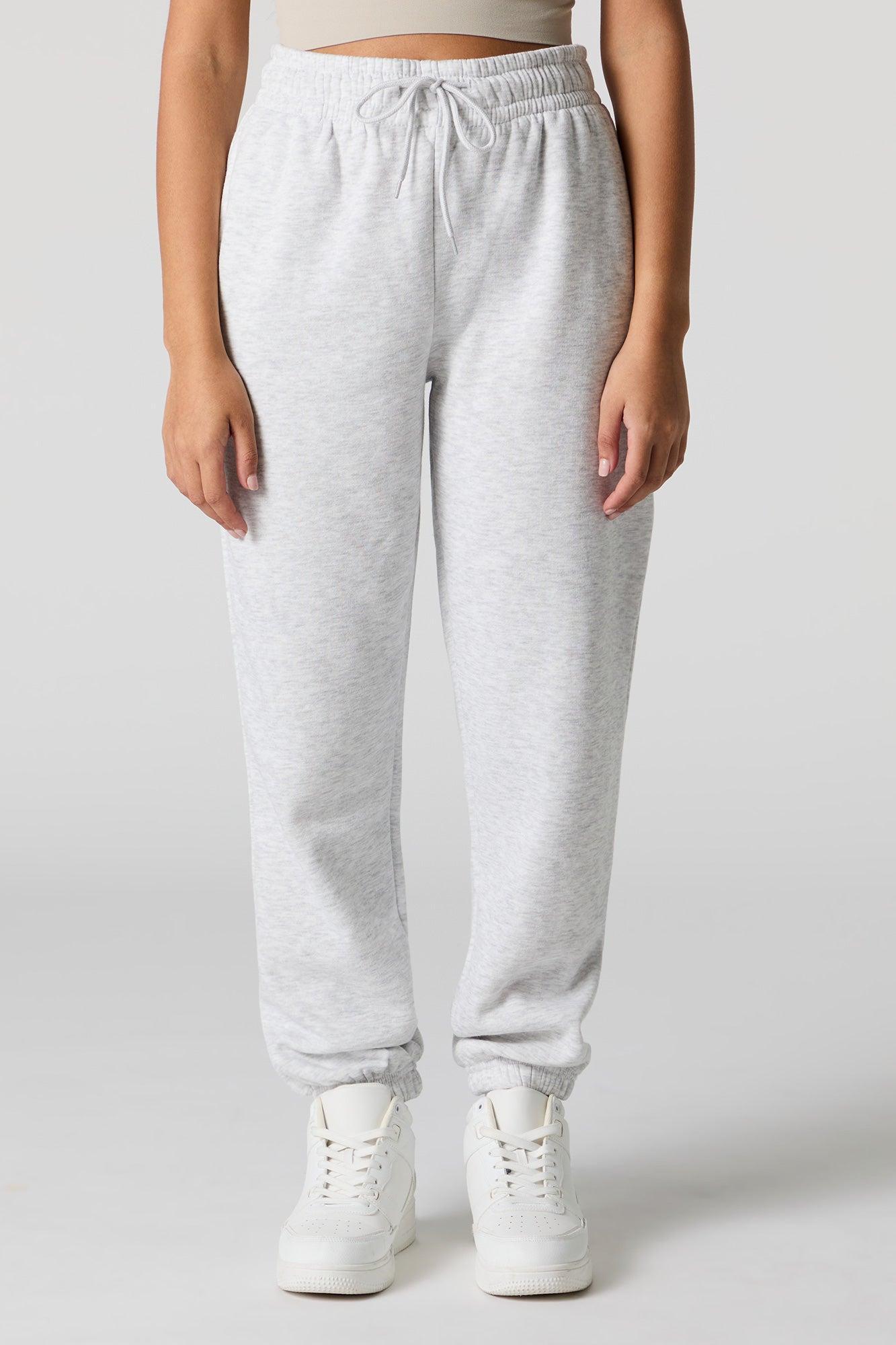 High Rise Solid Fleece Jogger Female Product Image