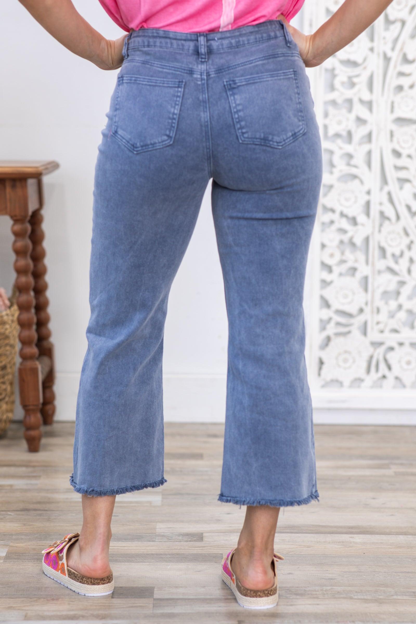 Navy Washed Kick Flare Jeans Product Image
