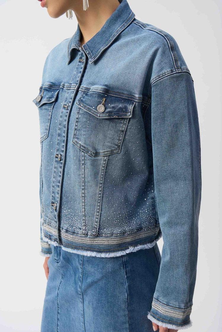 Stretch Denim Jacket with Embroidery Product Image