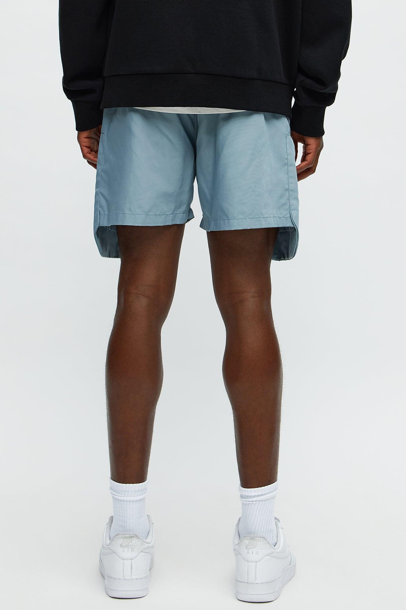 Cargo Pockets Relaxed Drawstring Shorts - Blue Product Image