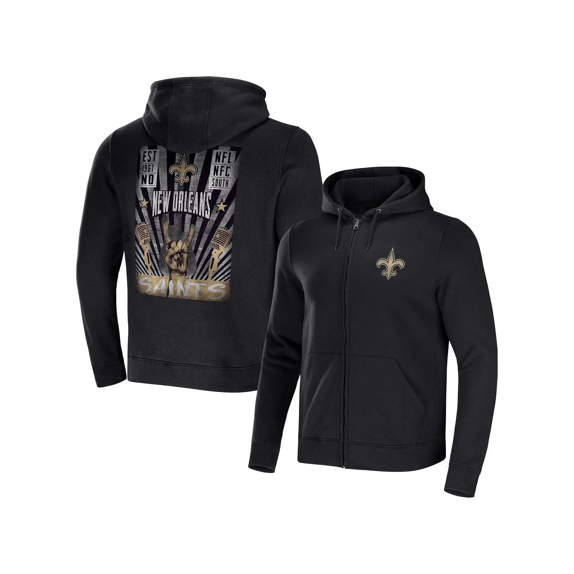 Men's NFL x Darius Rucker Collection by Fanatics Black New Orleans Saints Rocker Full-Zip Hoodie, Size: XL Product Image
