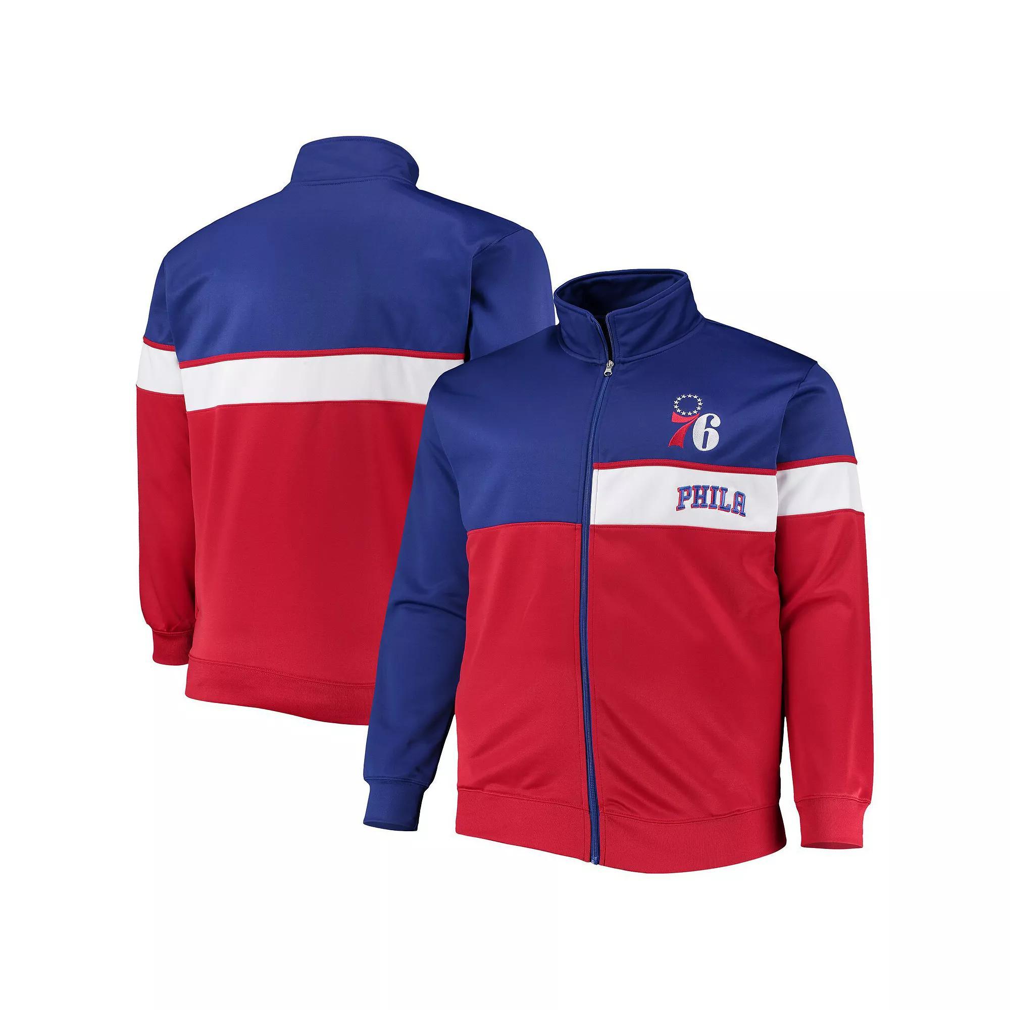 Men's Royal/Red Philadelphia 76ers Big & Tall Pieced Body Full-Zip Track Jacket, Size: XLT, 76r Blue Product Image